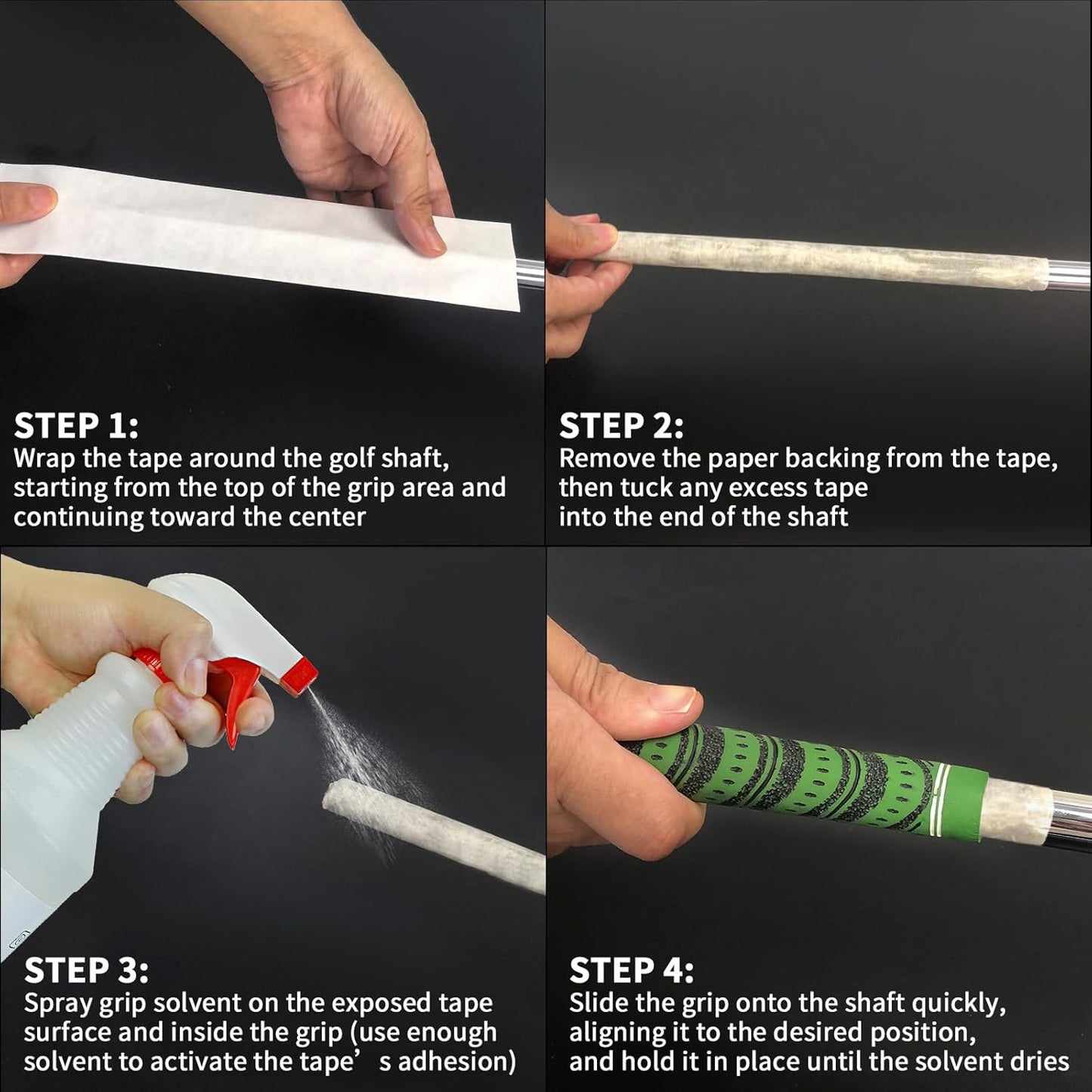 Crestgolf Golf Grip Tape 1.2U Thick Adhesive, 2" x 10" Solvent Activated Double Sided Adhesive Strips for Regripping Golf Clubs