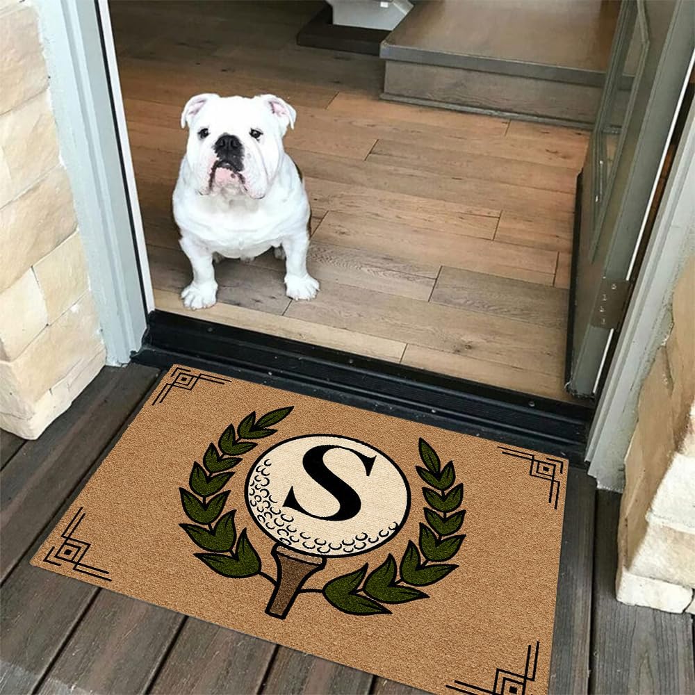 Personalized Golf Doormat – Personalized Welcome Mat with Family Name Year – Non Slip Outdoor Entry Rug for Porch, Garage, or Golf Lover Home Decor, for Men (Golf Doormat 02)
