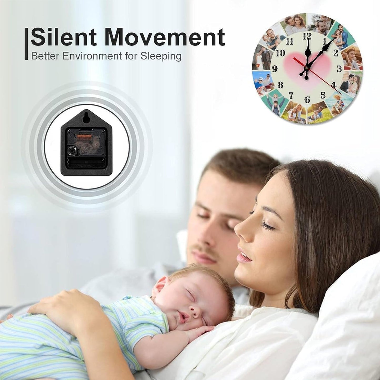 Custom Wall Clock,Personalized Wood Clock add Your Photo/Text,Customizable Silent Round Decoration for Kitchen Bathroom 23.6inch style7