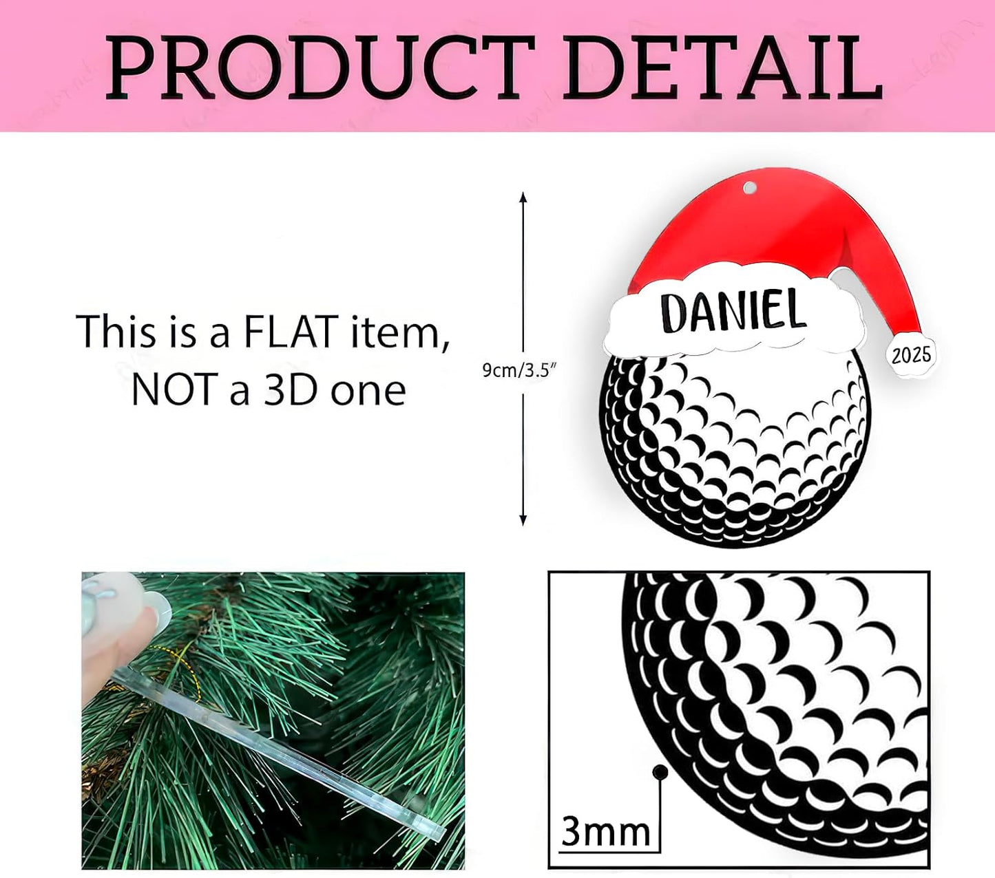 Personalized Golf Christmas Ornaments 2025, Custom Golf Christmas Tree Ornaments with Name, Team Ornament, Custom Coach Gifts, Hanging Decor, Gifts for Sports Lovers Boys, Xmas Gift 2025