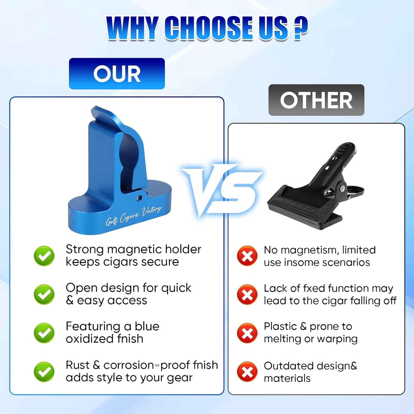 Kingson Magnetic Golf Holder Clip for Golf Cart Aluminum Alloy Stand Clip Hold 30-60 Rings Golf Gifts for Golfers