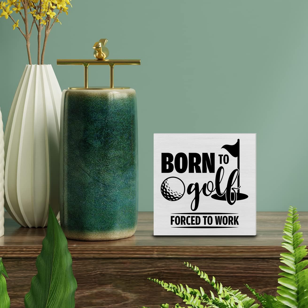 Born to Golf Wood Box Sign Decor Desk Sign Golfing Wooden Box Block Sign Rustic Home Office Shelf Wall Decoration Gift for Golf Lover Golfer