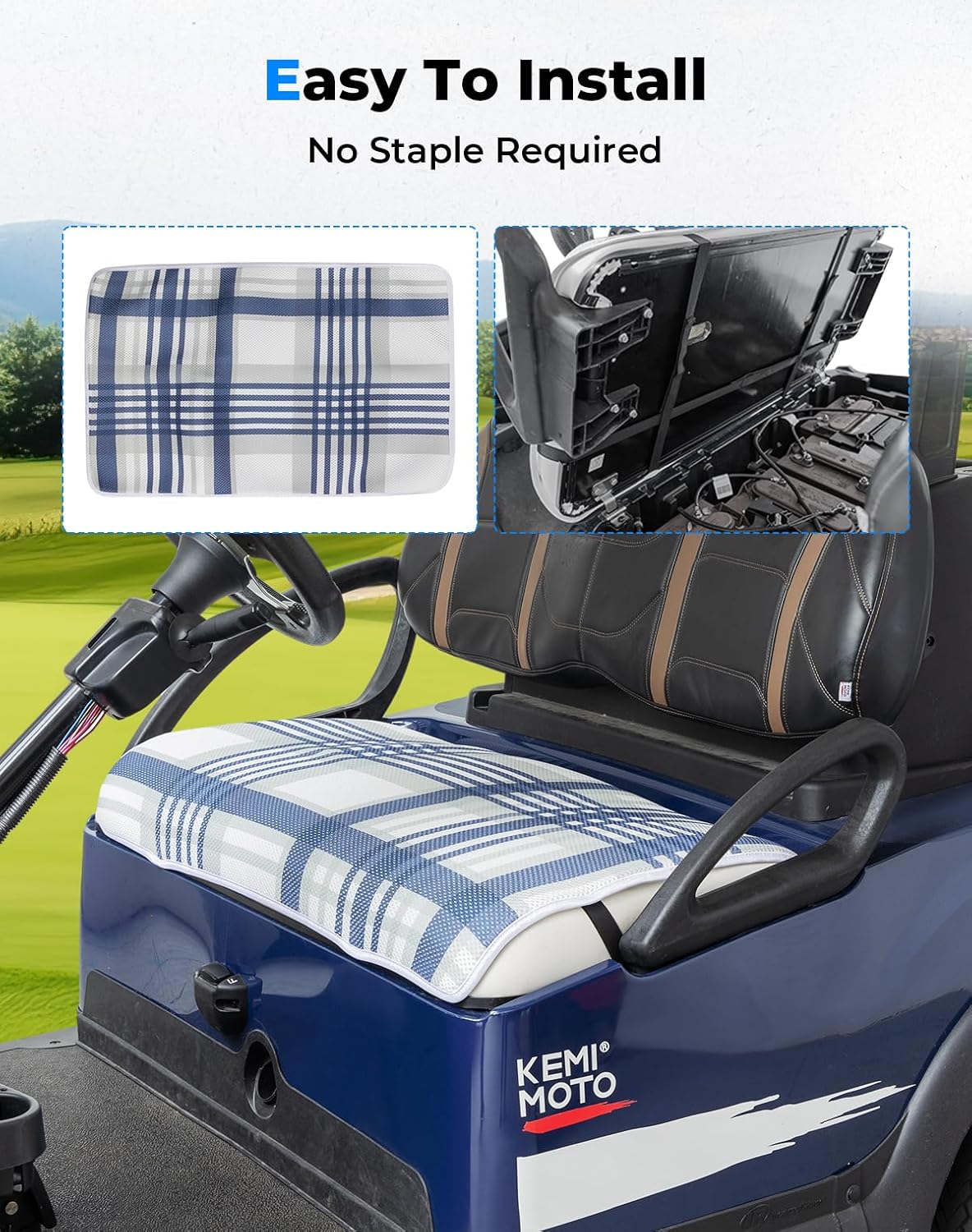 KEMIMOTO Universal Golf Cart Seat Towel Blanket Covers for All Weather, Compatible with EZGO, Club Car and More 2-Seat Golf Carts