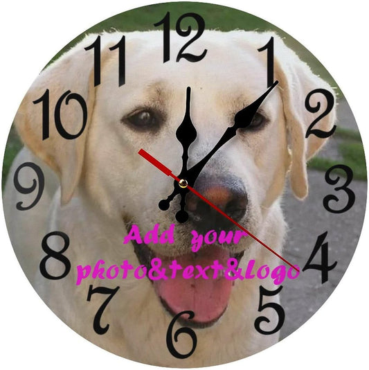 Custom Wall Clock,Personalized Wood Clock add Your Photo/Text,Customizable Silent Round Decoration for Kitchen Bathroom 10inch style2