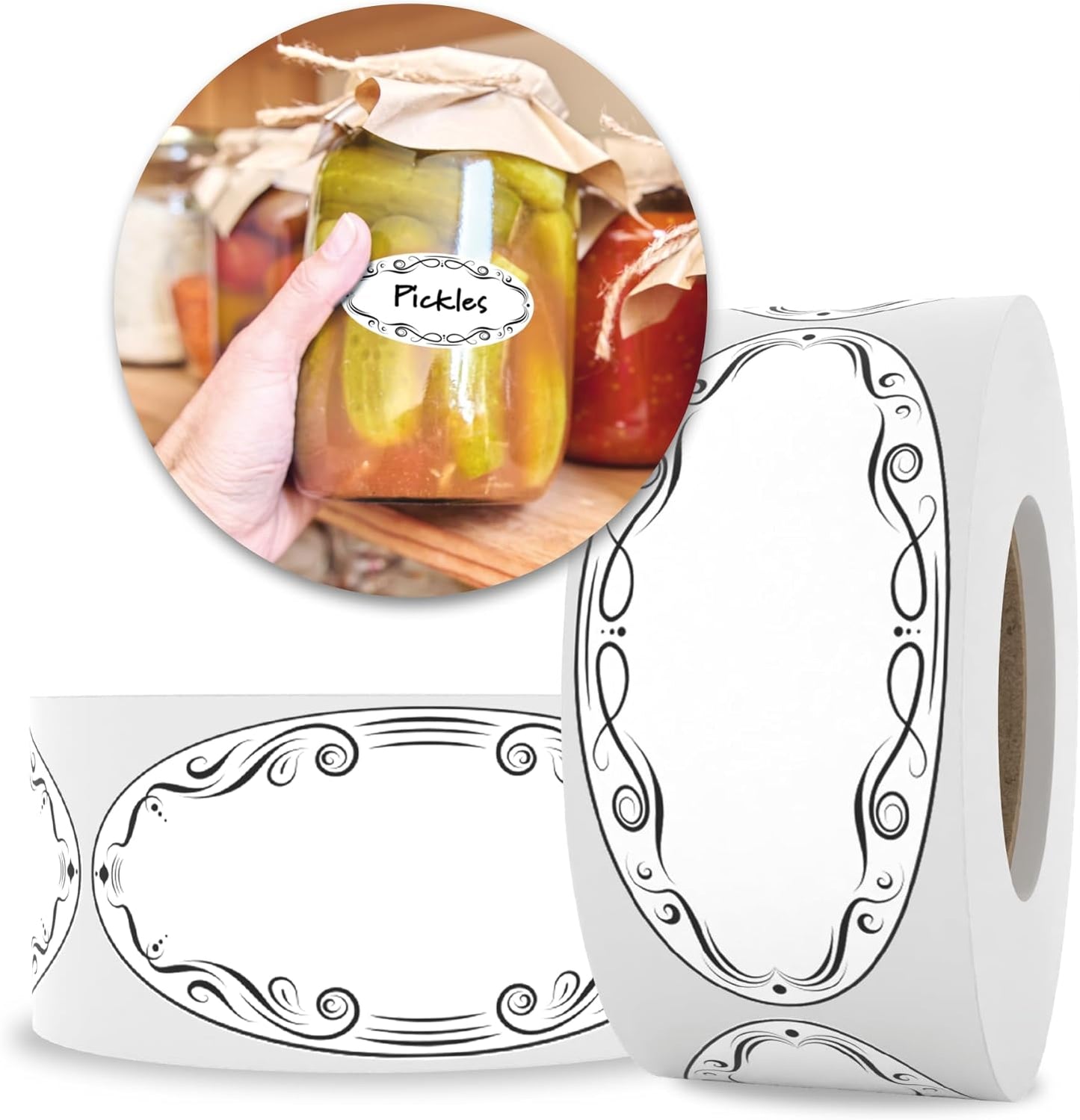 MESS Dissolvable Canning Labels for Jars - 1x2.25 in., 150/Roll - Removable Mason Jar Stickers (Ovals) for Jam and Preserves