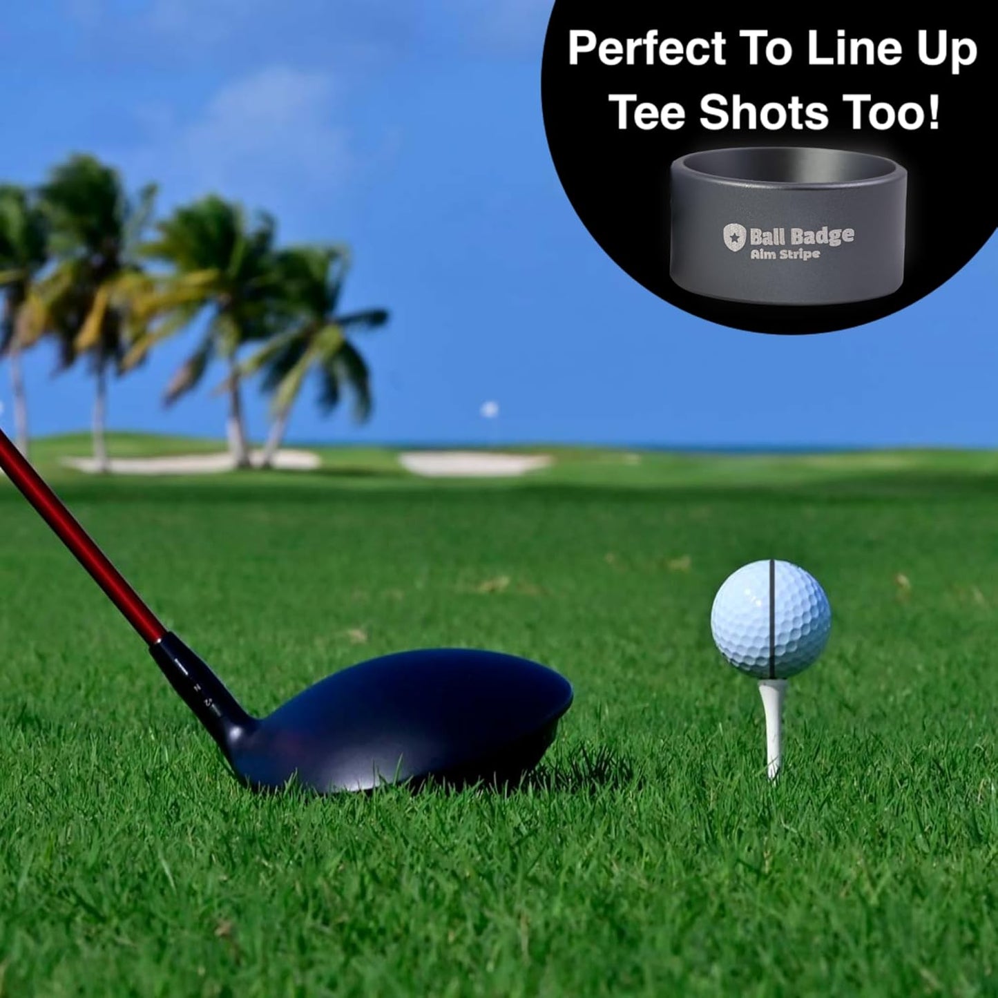 Ball Badge Aim Stripe - 360 Degree Golf Ball Line Marker Kit with Golf Bag Attachment for Perfect Alignment and Precision Putting