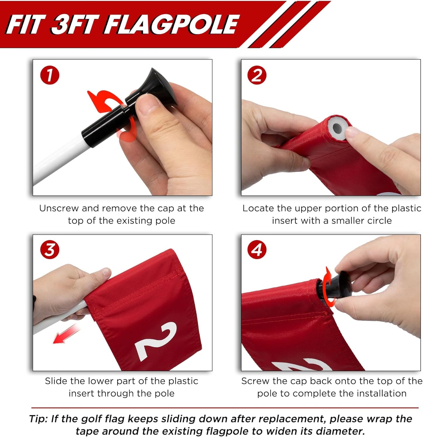 KINGTOP Numbered Golf Flag All 8x6 Inch – Upgraded Dual-Layer 420D Nylon, Double Sided Printing, Tube Inserted – Mini Practice Putting Green Flags for Yard