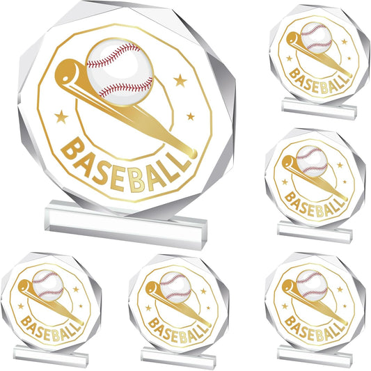 6 Pack Sports Trophy Acrylic Award Medals 4.72 x 4.72 Inch Sports Contest Trophies Bulk Plaques Team Prize Gift Trophies for Competition