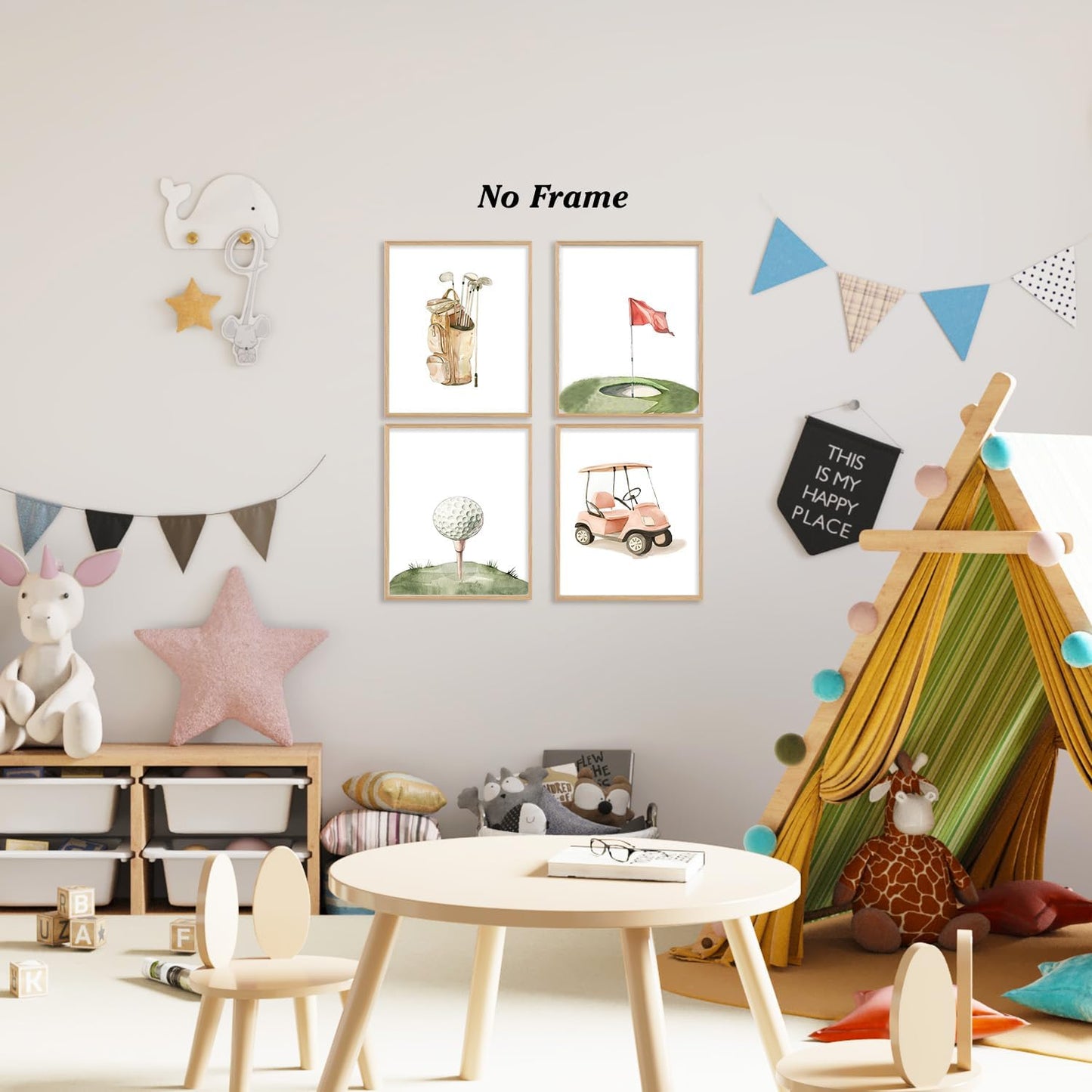 Boat Wades Golf Nursery Decor Unframed Wall Art Prints,Golf Gifts Decor Posters & Prints For Boys Room Decor,Watercolor Gofts Boy Nursery Posters Pictures 8x10 Set Of 4