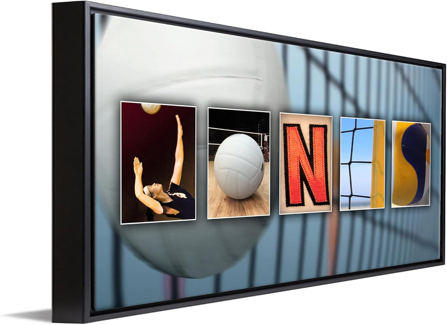 Personal-Prints VOLLEYBALL Personalized Name Art Gift for the Coach, Player or Fan | Customized for the Volleyball Enthusiast (16"x32" Float Framed Canvas)