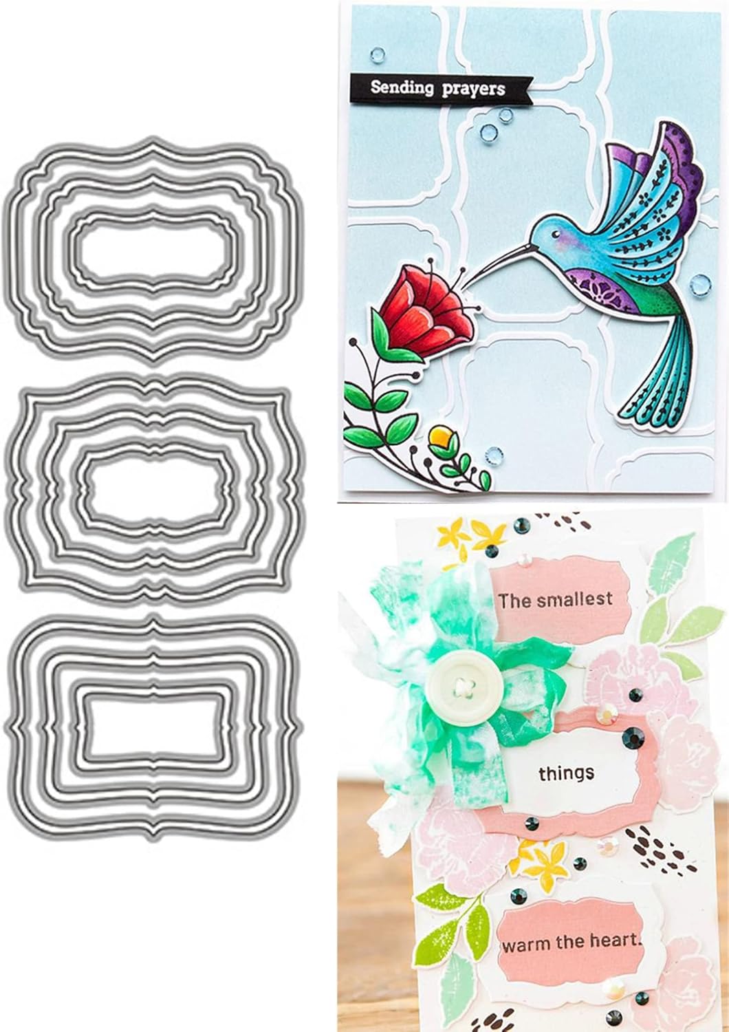 Lapoo Cutting Die for Scrapbooking, 3D Backgrounds Frame New Cutting Dies DIY Album Card Making Decor Paper Craft Metal Die Cuts Party Decorations (9 Flower Borders 7.3 x 3.1 in)