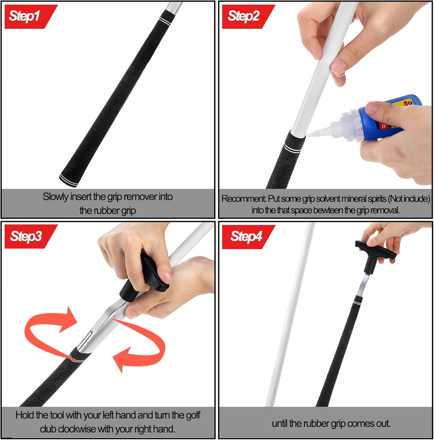 Nicunom Golf Grip Removal Tool, 11" V-Groove Grip Remover Saver for Standard Length Swinging Grips, Steel Gripping Tool Golf Grip Remover Golf Grip Tool Golf Supplies for Grip Removal