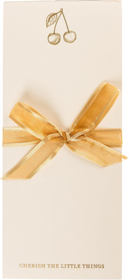 Graphique Cherries Designer List Pad Luxe Collection, Gold Foil Embossed To-Do Notepad, Writing Pad with150 Pages, 4” x 9.75”