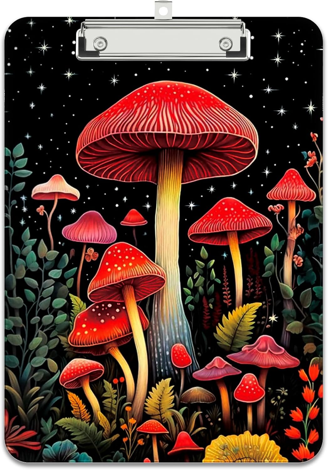 Rimilak Plastic Clipboards with Metal Clip, A4 Letter Size 9 x 12.5 in, Office Decorative for Students Women Men and Kids, Cute Custom Pattern, Red Mushroome