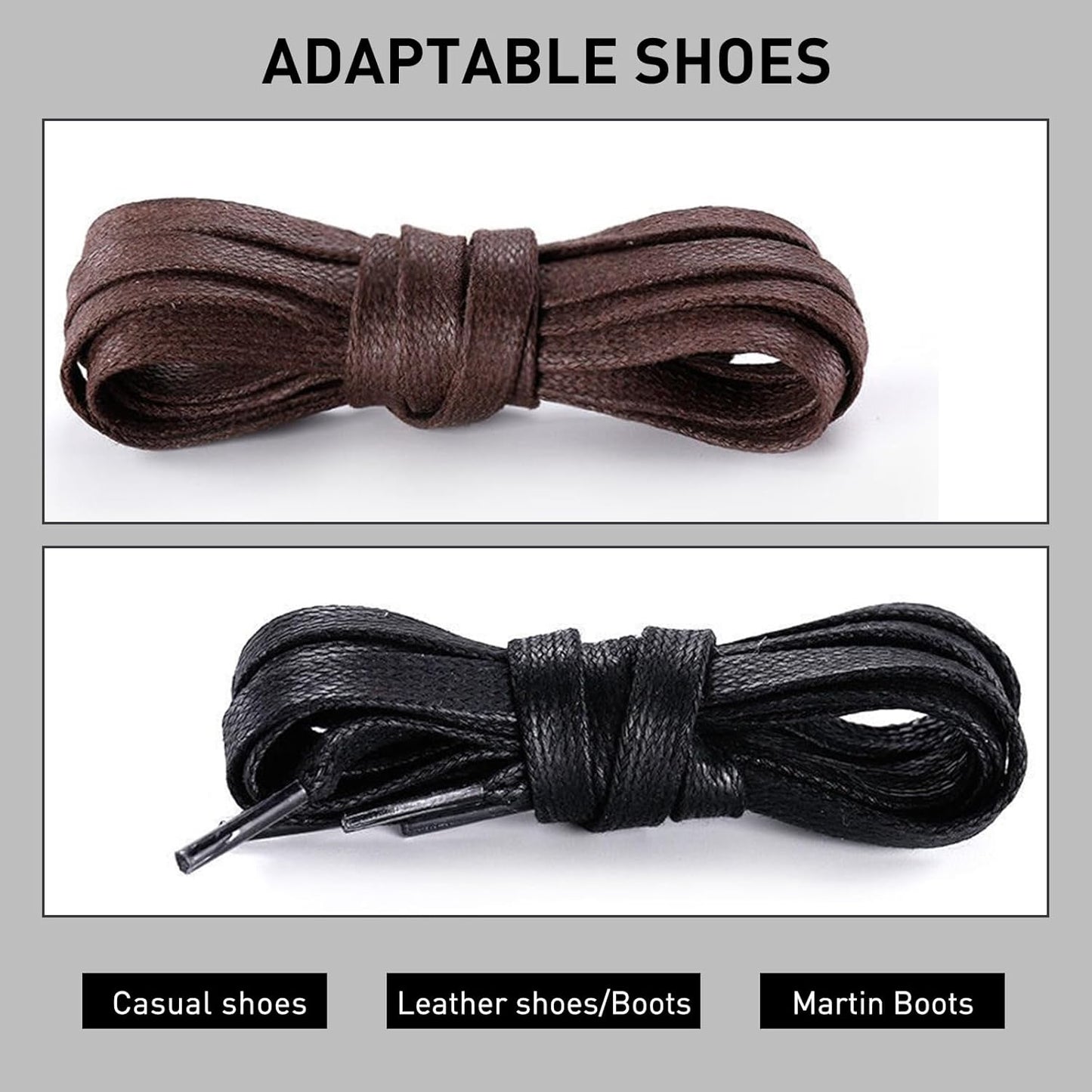 2 Pairs Waxed Flat Shoe Laces for ECCO Lace Up Leather Sneakers, 1/4"(6mm) Dress Cotton Shoelaces Replacement