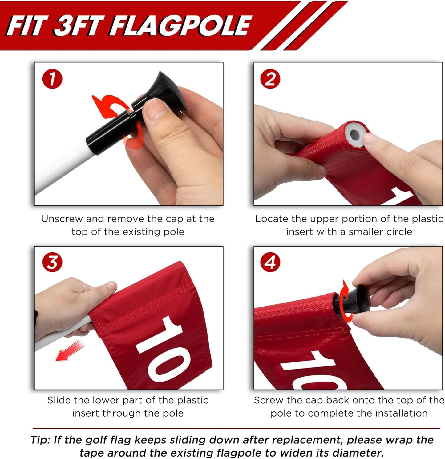 KINGTOP Numbered Golf Flag All 8x6 Inch – Upgraded Dual-Layer 420D Nylon, Double Sided Printing, Tube Inserted – Mini Practice Putting Green Flags for Yard