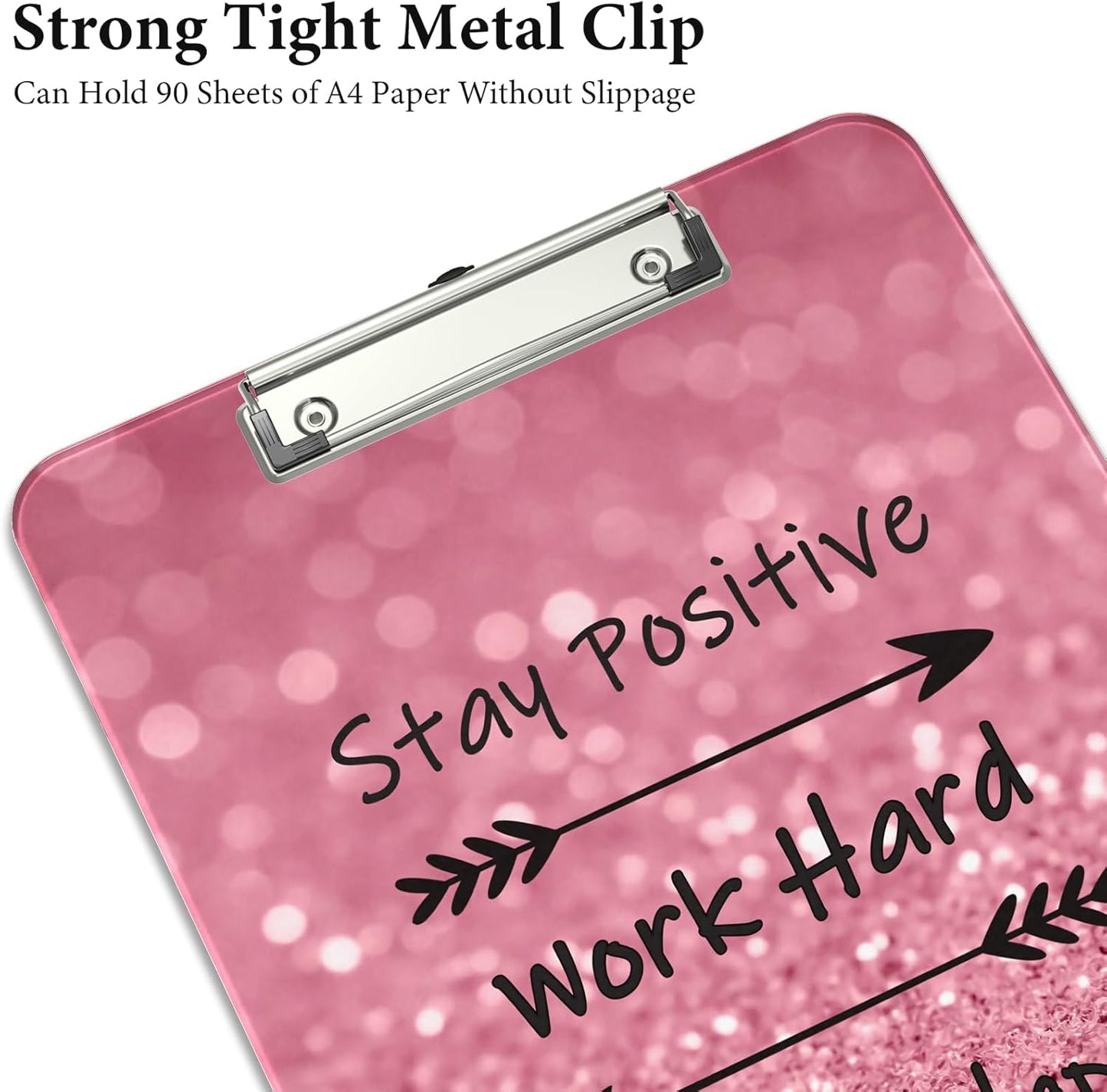 Rimilak Plastic Clipboards with Metal Clip, A4 Letter Size 9 x 12.5 in, Office Decorative for Students Women Men and Kids, Cute Custom Pattern, Work Hard