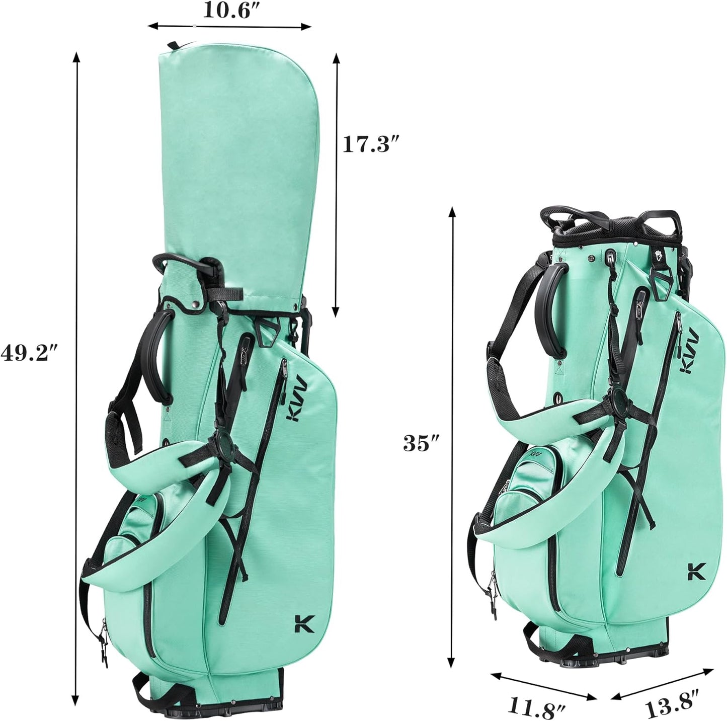 KVV Lightweight Golf Stand Bag with 7 Way Full-Length Dividers, 5 Zippered Pockets, Automatically Adjustable Dual Straps，Elegant Design