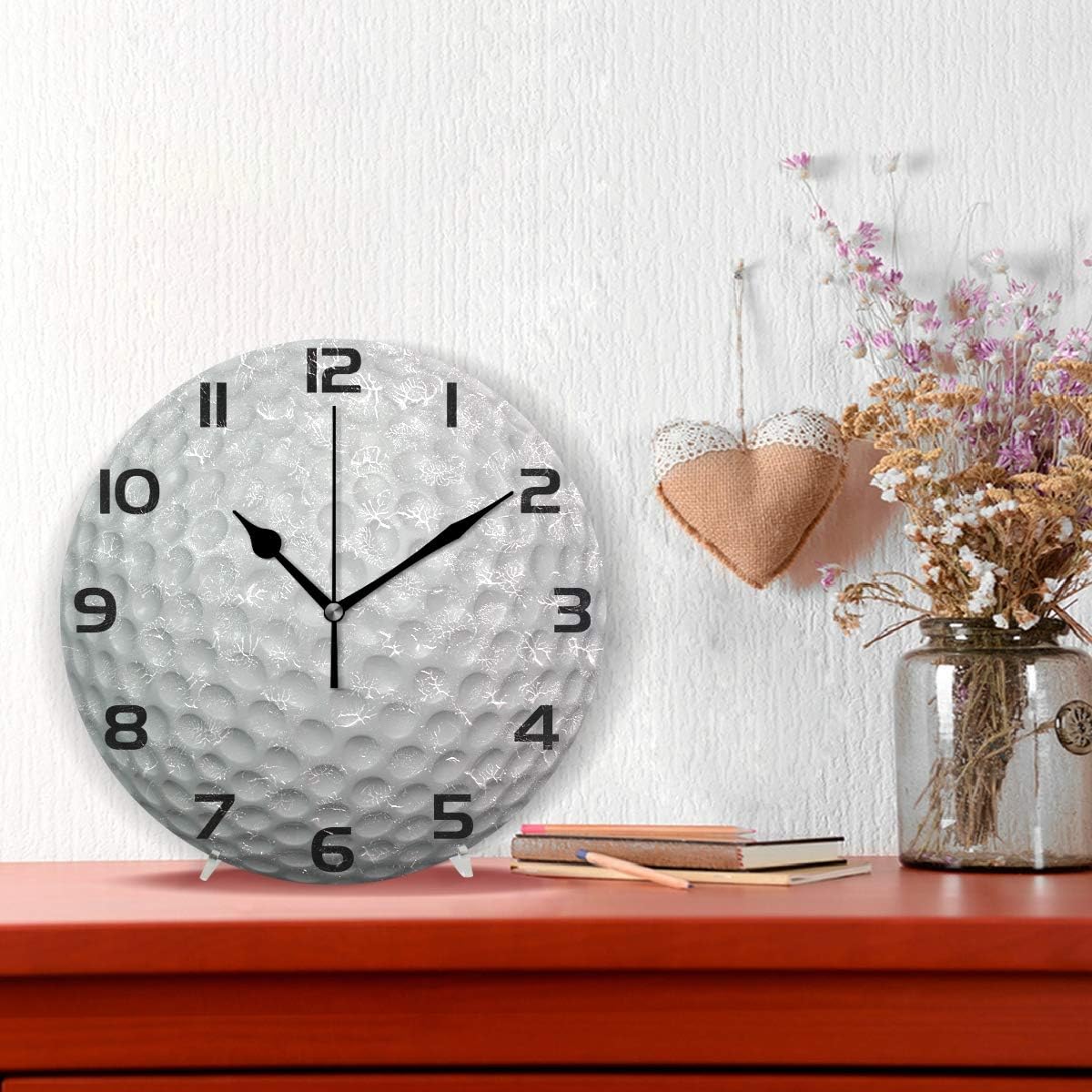 ALAZA Golf Ball Clock Painted Silent Non-Ticking Round Wall Clock Home Art Bedroom Living Dorm Room Decor