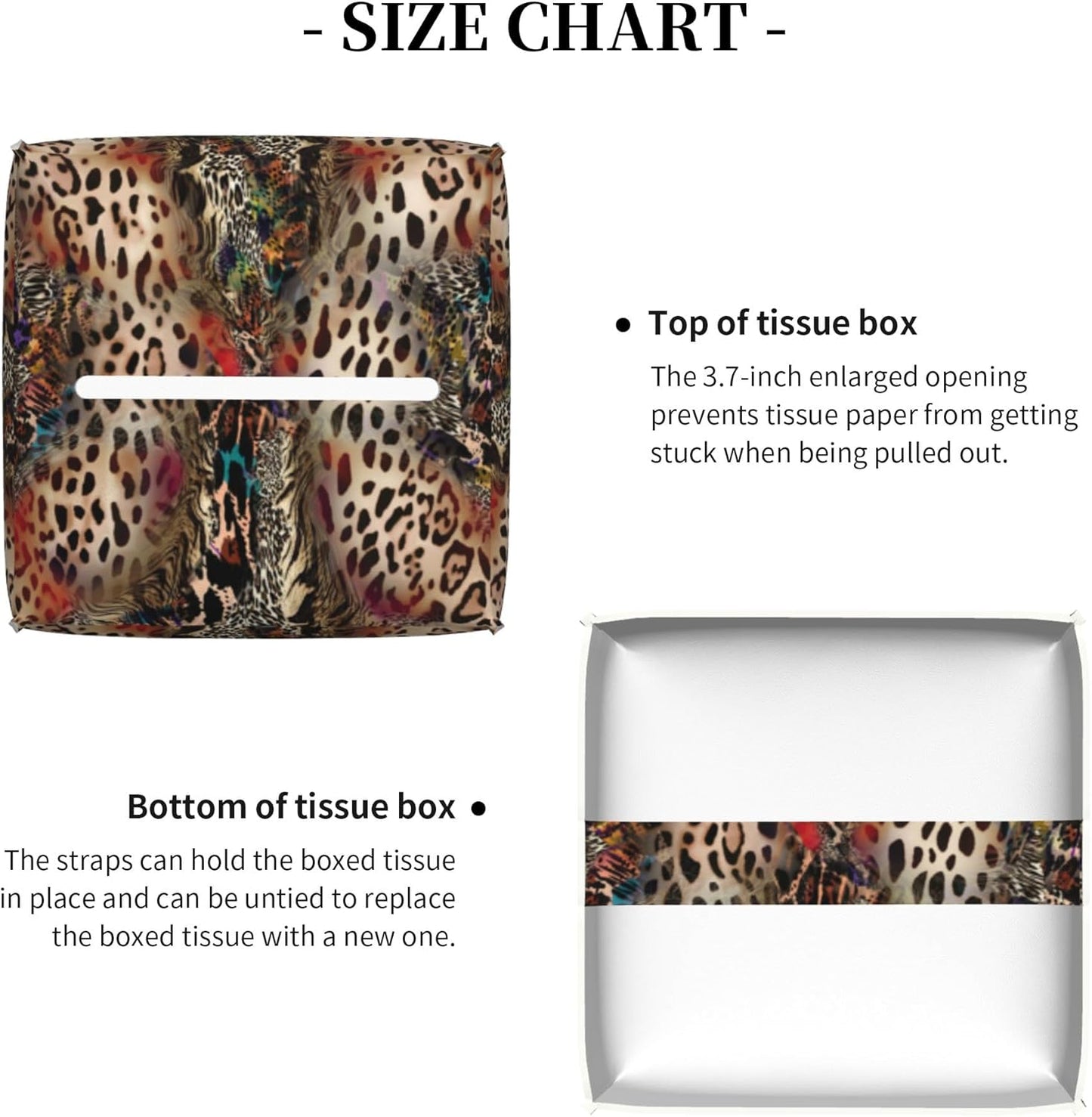 Leather Tissue Box Holder African Animal Leopard Print Tissue Box Cover Square Waterproof Tissue Holder Organizer Modern Napkin Holder for Bedroom Dresser Night Stand Office Desk