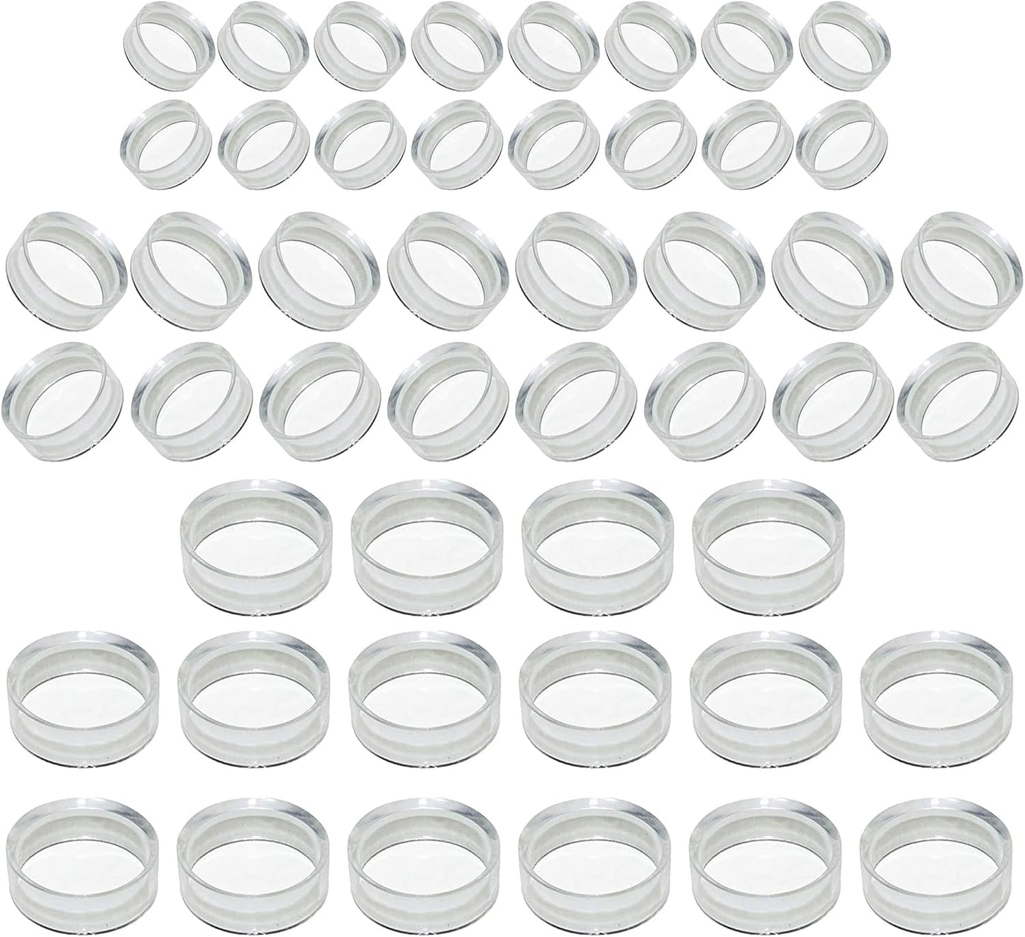 48pcs Clear Sphere Stand, Ball Stand Holder Rings - Round Acrylic Plastic Display for Golf, Baseball, Softball, Tennis, Spheres, Marbles, Collection - 3 Sizes
