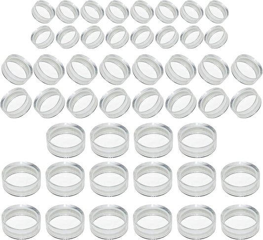 48pcs Clear Sphere Stand, Ball Stand Holder Rings - Round Acrylic Plastic Display for Golf, Baseball, Softball, Tennis, Spheres, Marbles, Collection - 3 Sizes