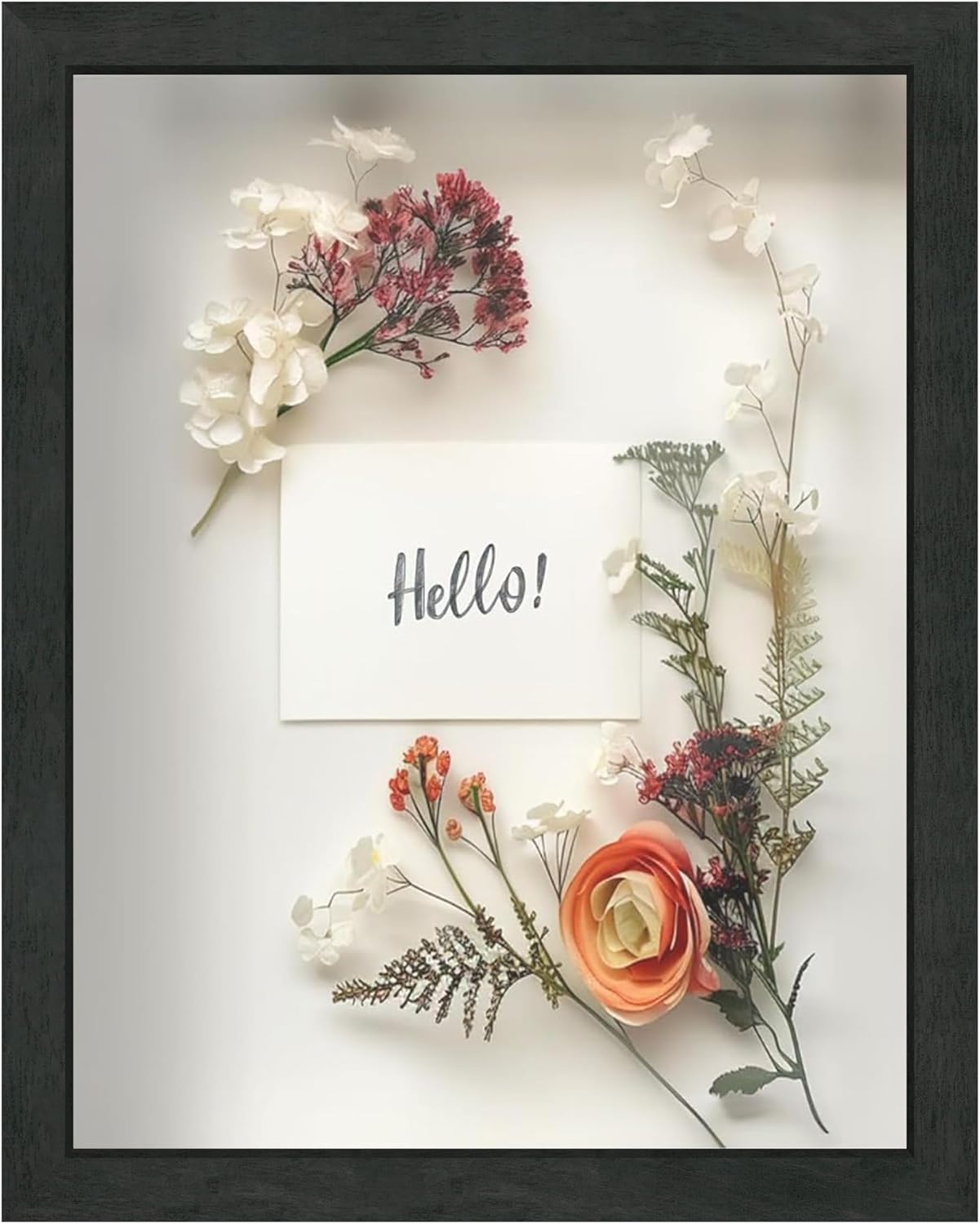 FrameWorks 11x14 Driftwood Wooden Shadow Box Frame – Soft Felt Back, Tempered Glass, and Included Elegant White Ball Push Pins