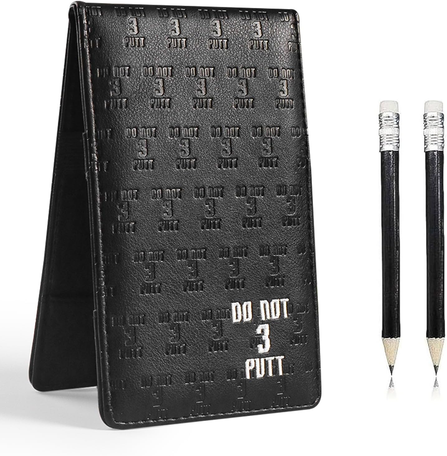 FINGER TEN Golf Scorecard Holder with 2 Free Pencils Value Pack, Premium Leather Yardage Books Cover Weatherproof, Lightweight Portable Score Tracking Accessories for Men Women