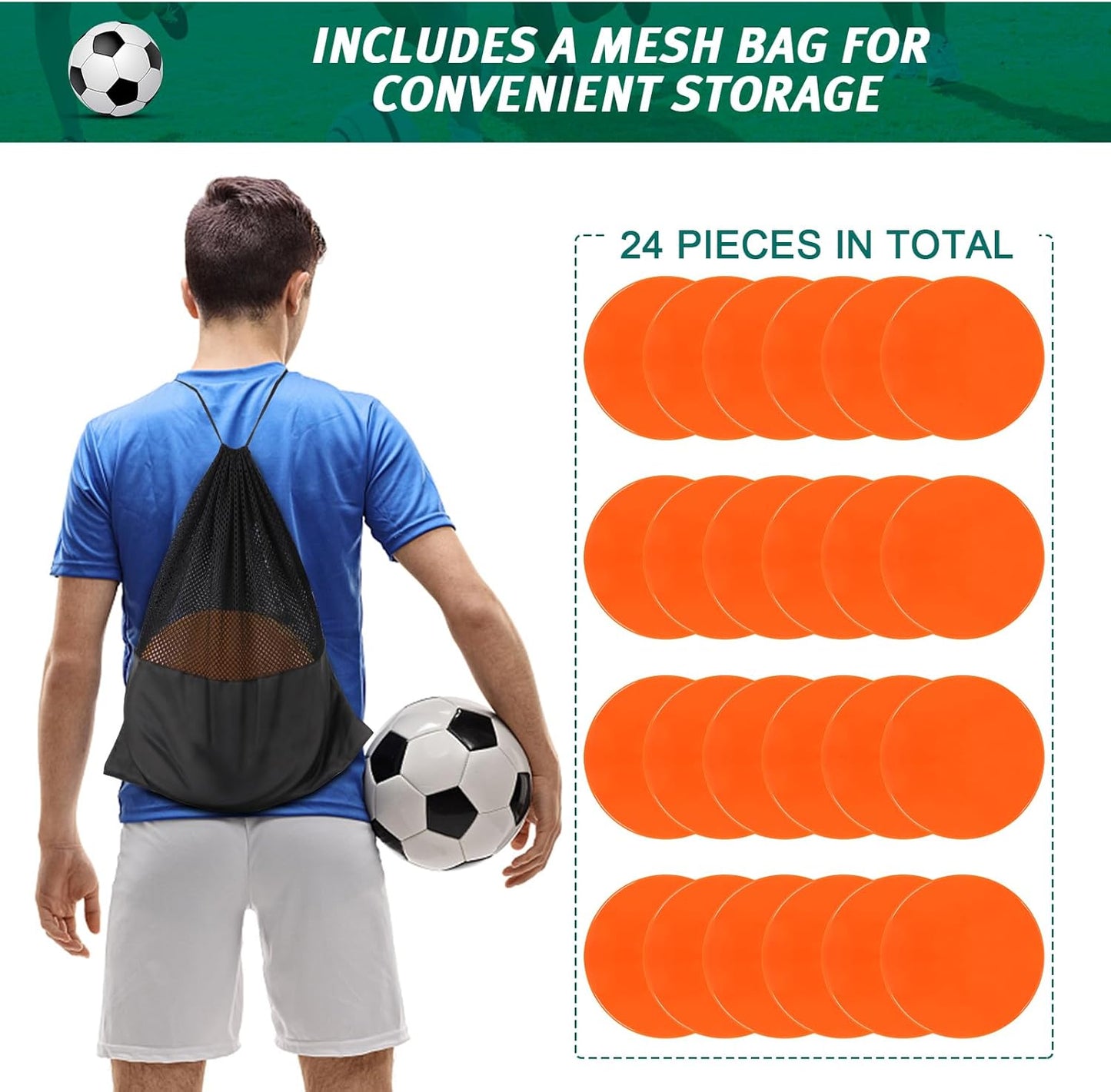 Poly Spots Spot Markers for Gym Floor 9 inch Flat Cones 12/24Pcs Non Slip Rubber Floor Dots for Kids Soccer Basketball Sports Speed Agility Training, Preschool Classroom Activities