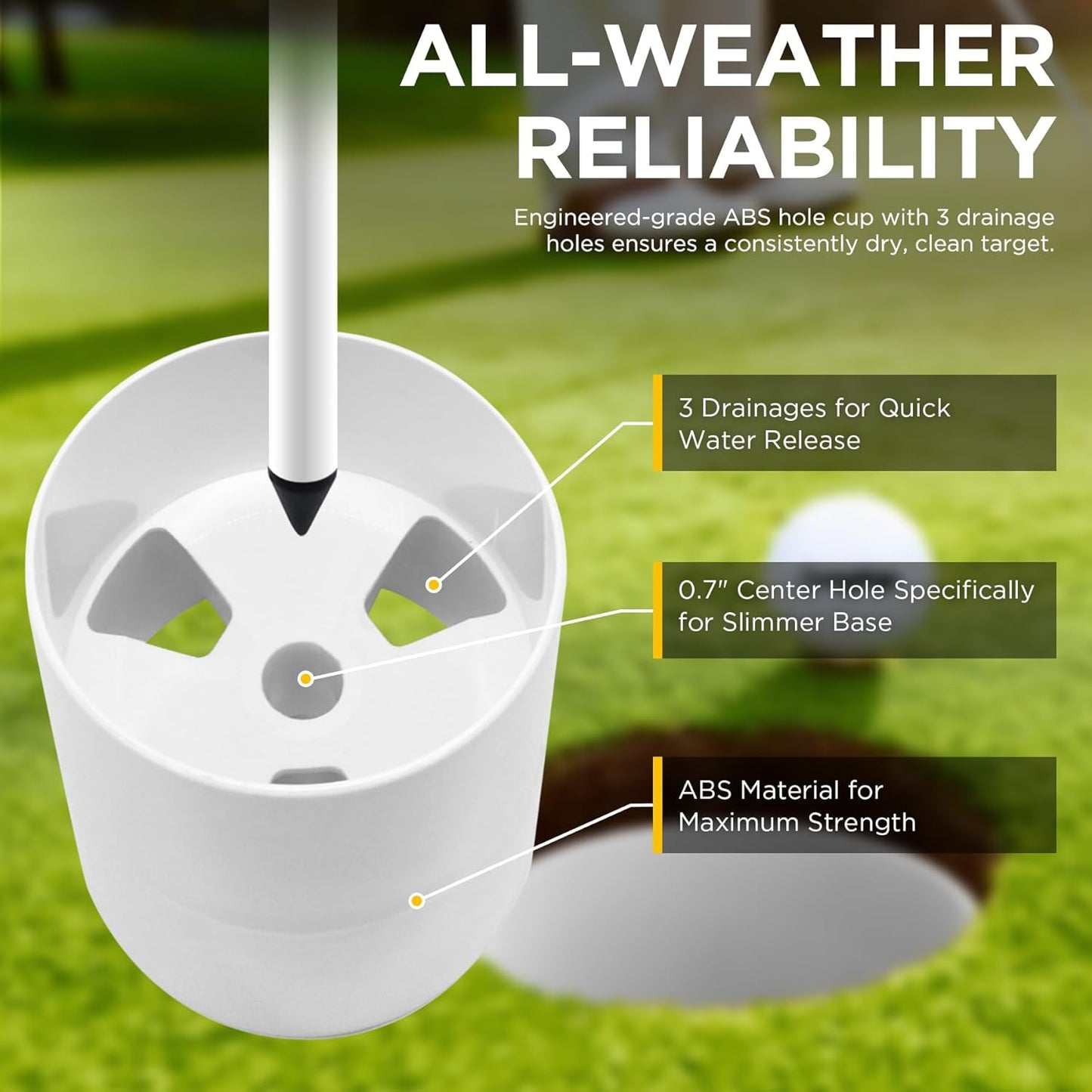 KINGTOP Golf Flagstick 6ft, Portable Five-Section Design for Backyard Practice Putting Green, Driving Range Golf Pin Flag Hole Cup Set, Gift Idea