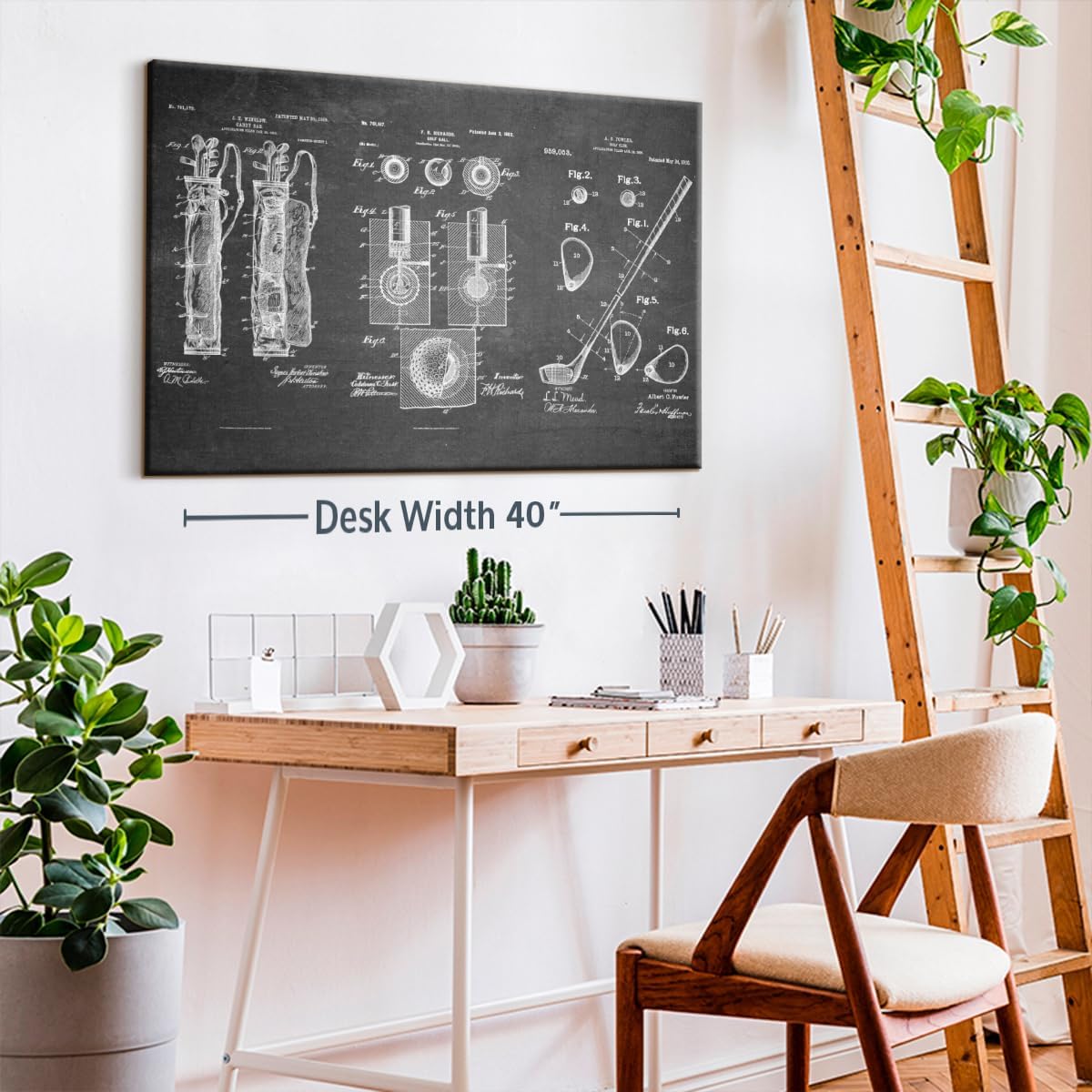 ElephantStock Golf Patents Canvas - 1 Panel Sports Patent Wall Art Decor - Sports Decorations for Boys Room - Wall Art and Office Decor - 45" X 30"