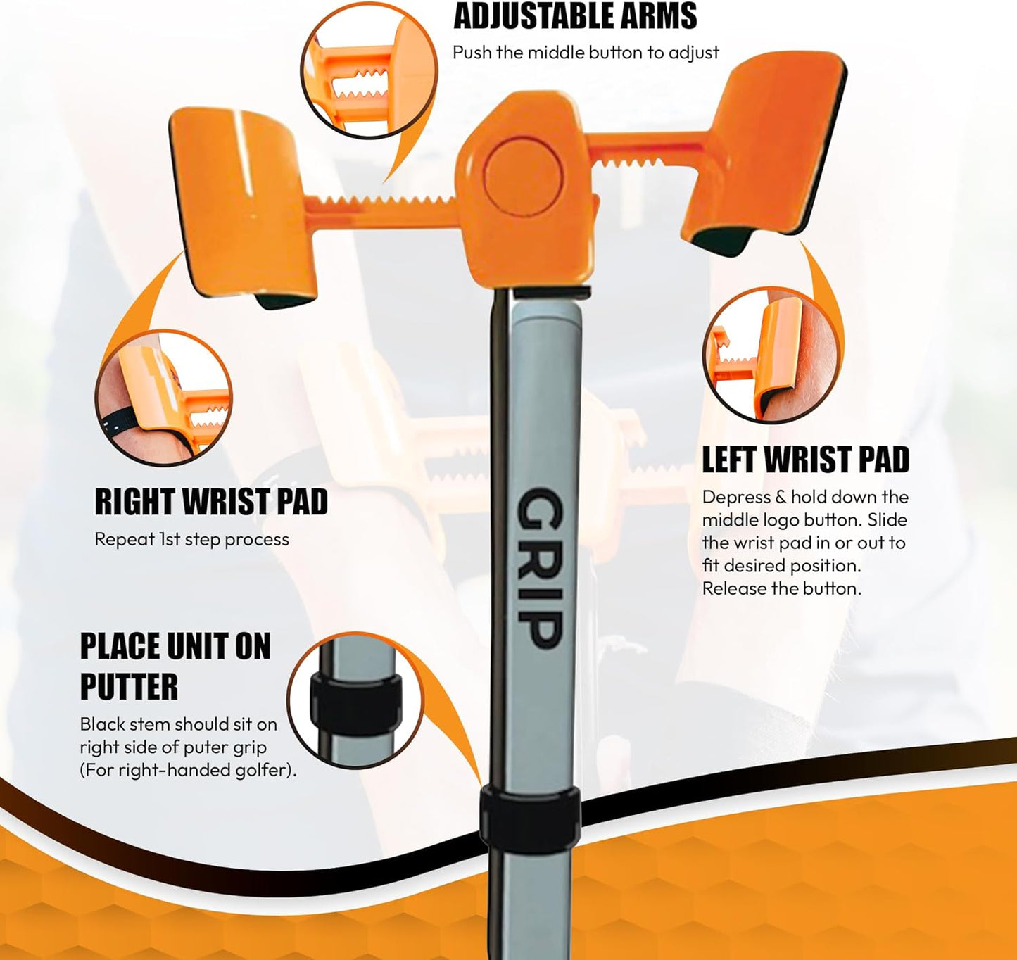 Orange Whip Golf Putting Aid Trainer, Patented Short Game Golf Swing Training for Precision and Accuracy, Made in USA by Orange Whip