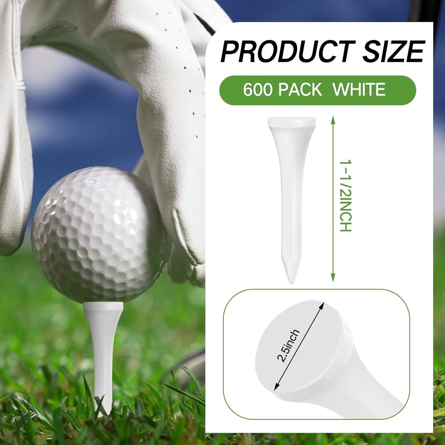 Mudder 600 Pack Golf Tees Bulk Wooden Golf Tees Wood for Men Balls Accessories