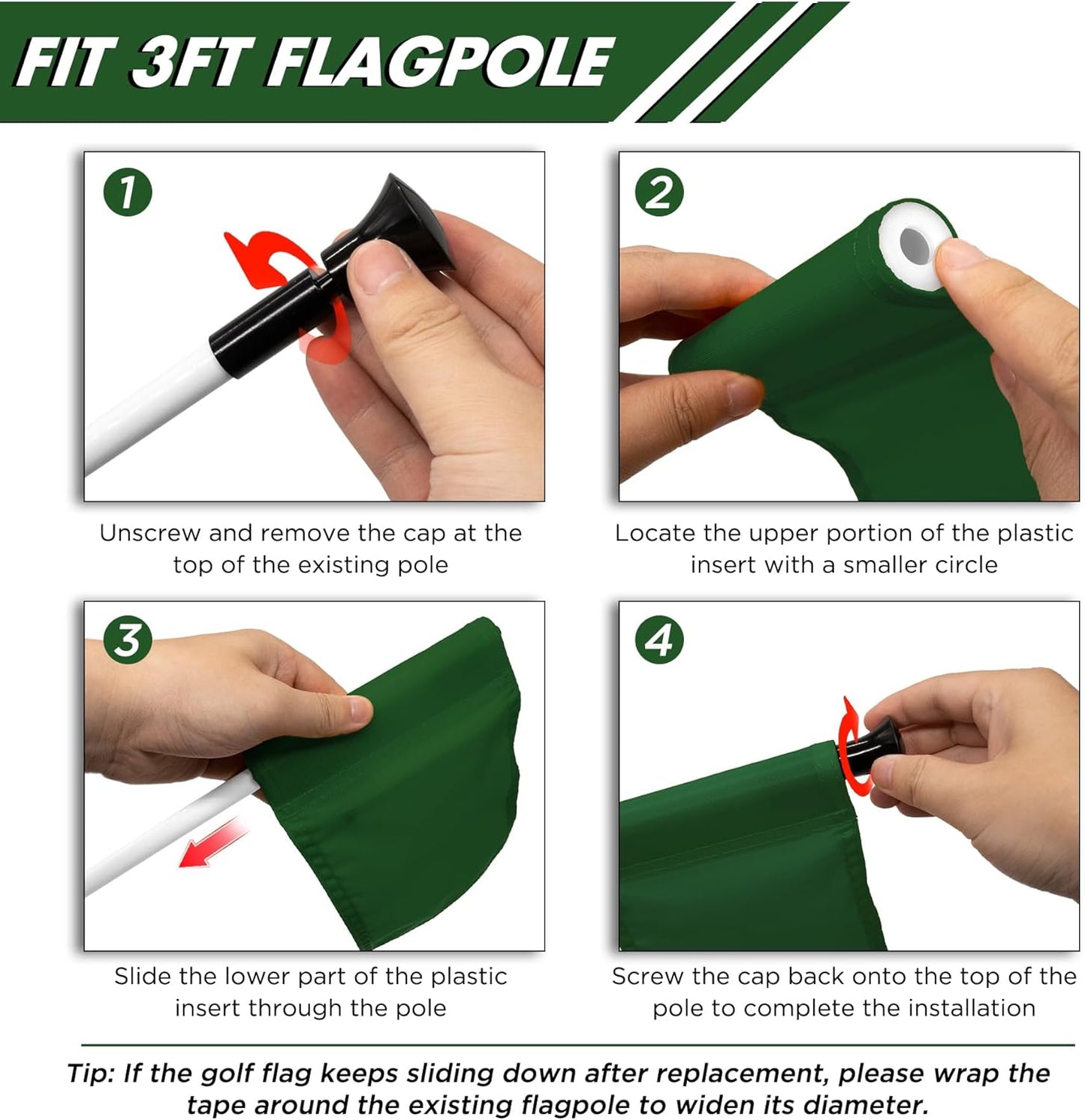 KINGTOP Solid Golf Flag All 8x6 Inch - 420D Nylon, Tube Inserted - Mini Putting Green Flags for Backyard Practice