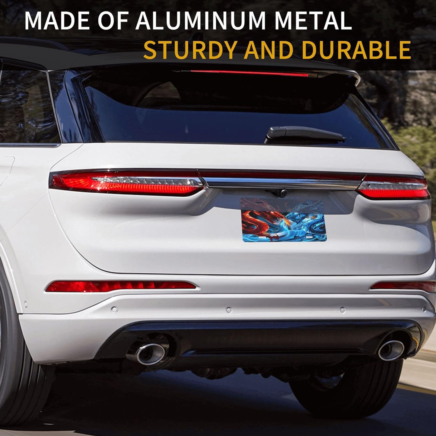 Custom License Plate Personalized Animal Dragon Funny Aluminum Front License Plates Decorative Rust-Free Metal Car Plate Covers for Women Men Car Tag Accessories fit Truck SUV Rv 12 X 6 in
