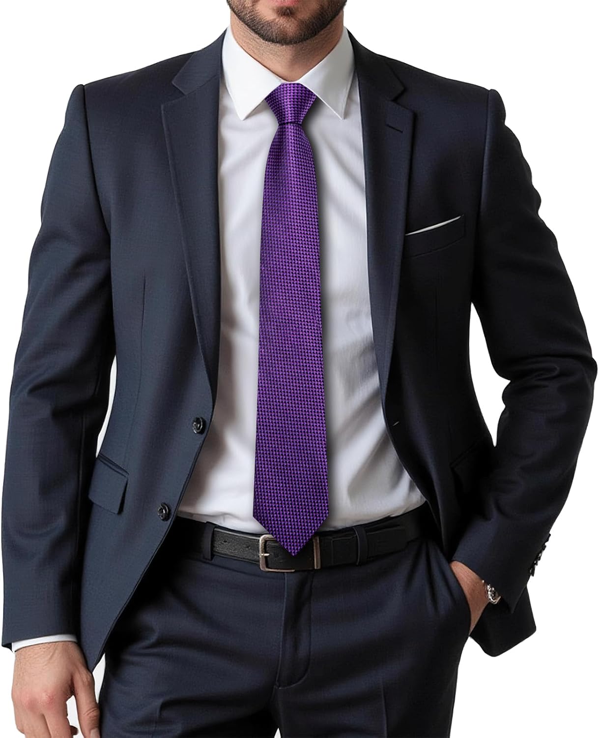 Dubulle Mens Paisley Striped Tie WOVEN Necktie for Men and Handkerchief Cufflinks Set Wedding Formal Business