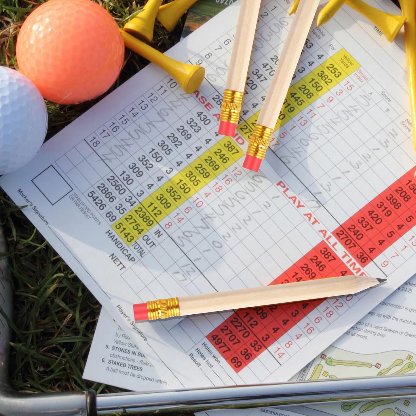 Outus 144 Pcs Mini Golf Pencils Bulk Half Pencils with Eraser #2 HB Pre Sharpened for Party Favors Office Supplies 4 Inch(Burlywood)