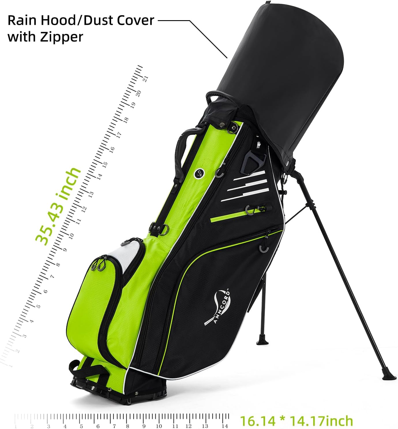 Golf Stand Bag 14 Way Top Dividers Full-Length with Stand, 8 Pockets, Cooler Pouch, Waterproof Golf Bag for Men, Dual Strap, Rain Hood