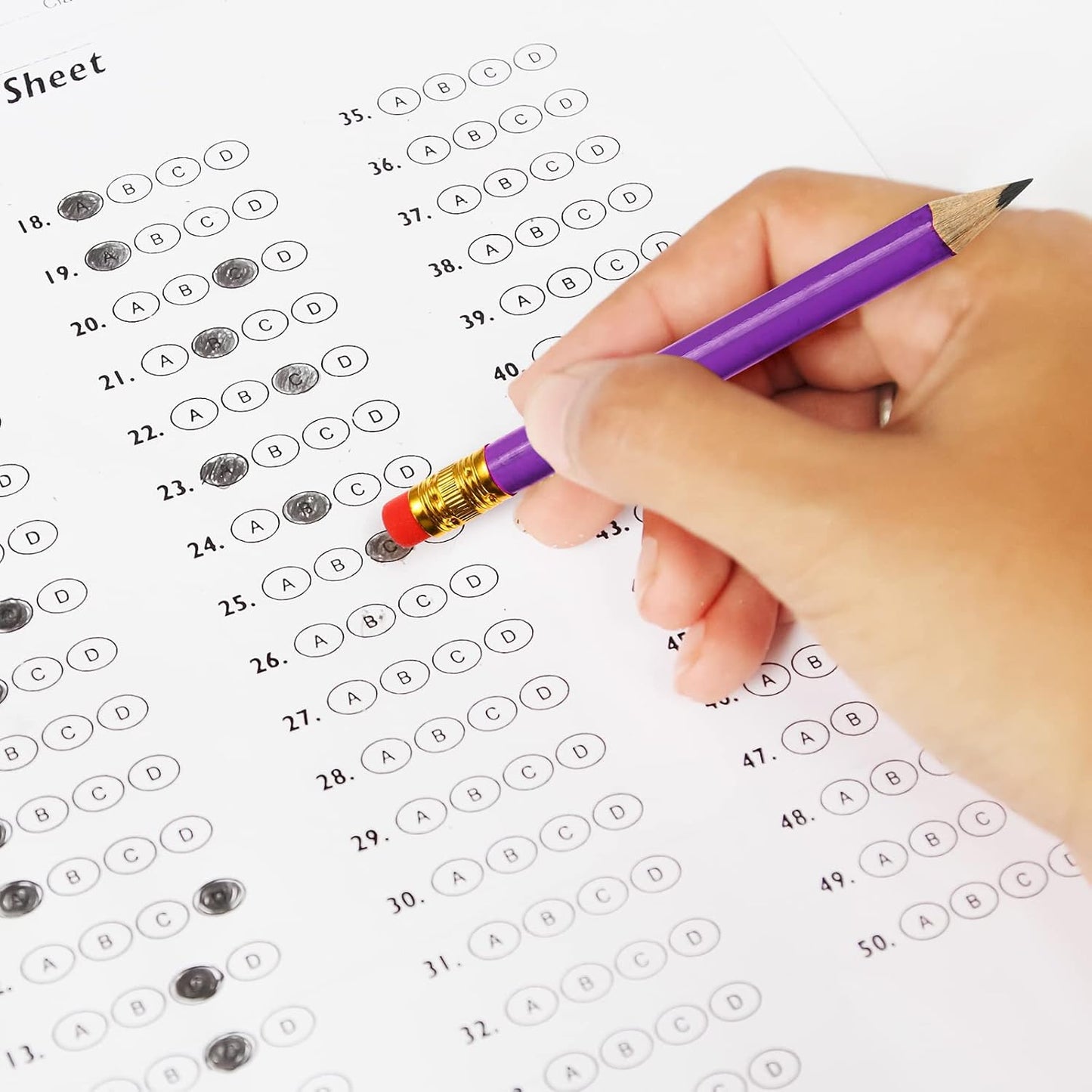 Outus 72 Pieces Golf Pencils Half Pencils with Eraser Mini Bulk Short #2 HB Pre Sharpened for Bridal Shower Wedding Office(Purple)