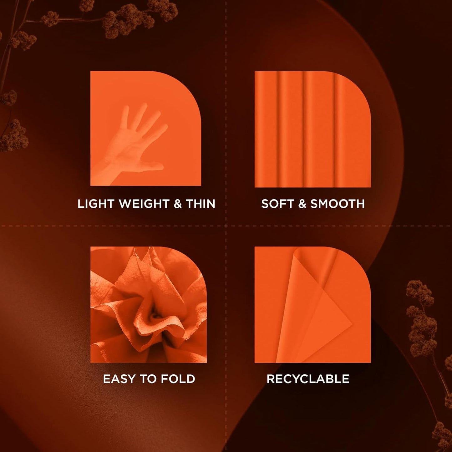 SANZIX 150 Sheets Orange Tissue Paper for Gift Bags Bulk 14x20 Inch - Orange Christmas Wrapping Paper for Christmas Gifts, Flowers, Crafts, Thanksgiving, Halloween, Holiday & Xmas Decorations