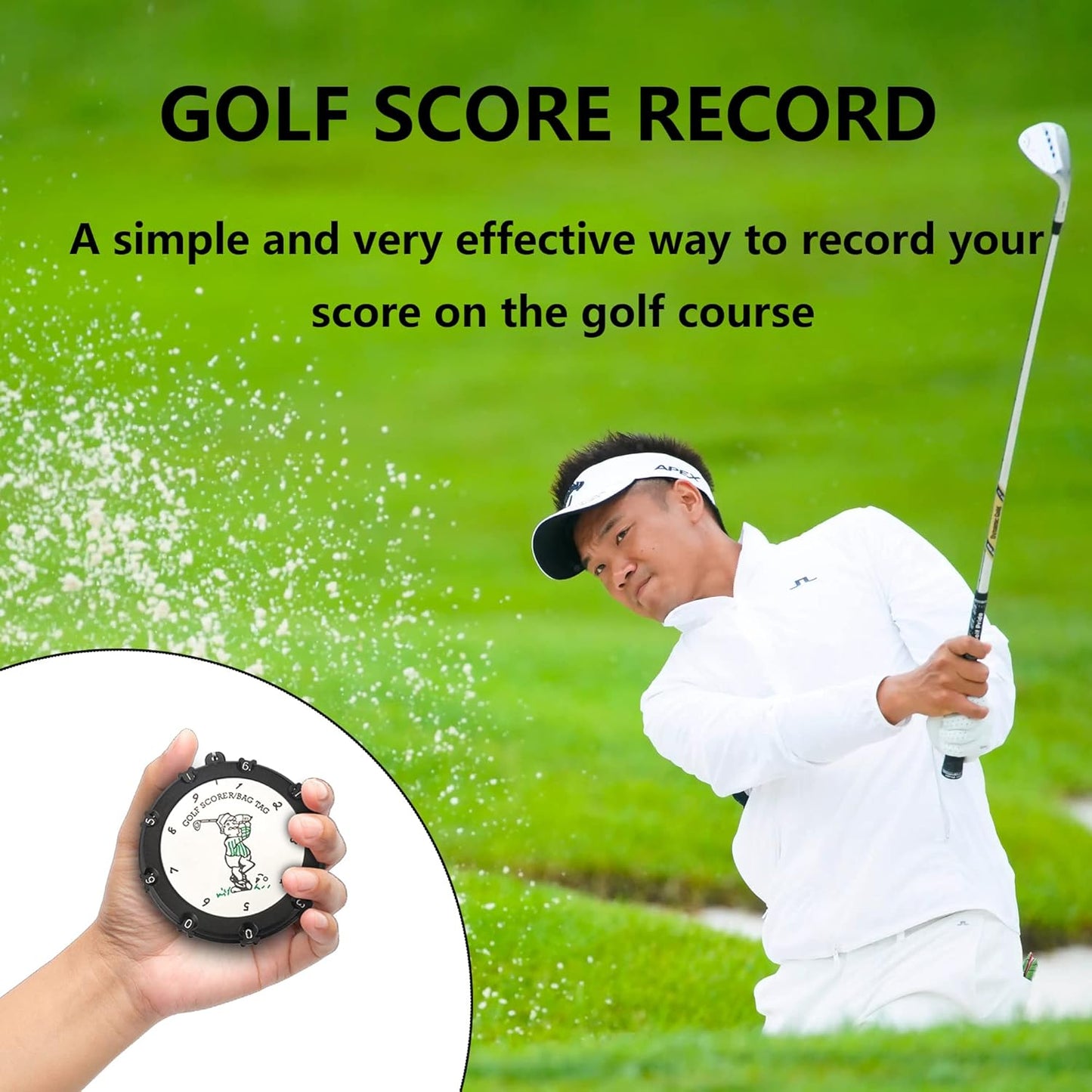 Golf Score Counter 18 Holes Golf Score Stroke Shot Counter Keeper Round Scoring Tag with Clip Keychain