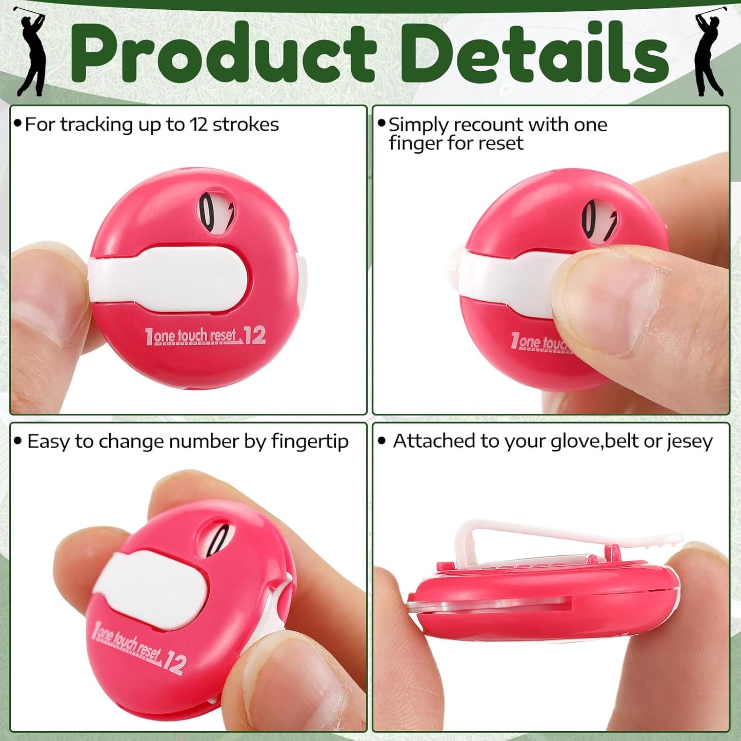 Frienda Golf Score Counter Mini Golf Stroke Counter with One Touch Reset and Simple Attachment to Scorekeeper Glove in