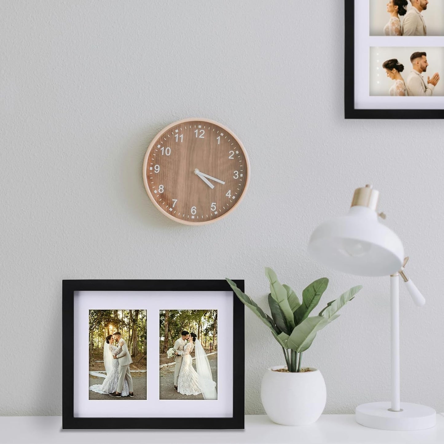 8.5x11 Pine Wood Collage Picture Frame Double 5x7 Picture Frame with Tempered Glass Fits 1Pc Certificate or 2Pcs 5x7 Photos With Mat For Tabletop or Gallery Wall Mounted-Classic Black