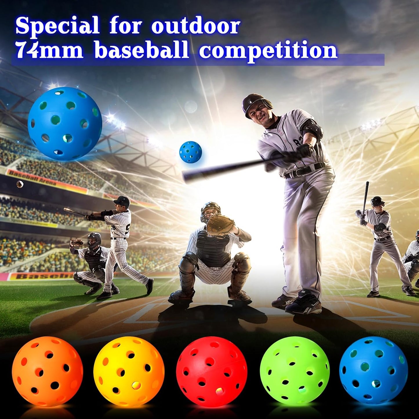 10 Pack Light Up Baseball Glow in The Dark Practice Baseballs & Softballs LED Practice Balls Luminous Training Baseballs Hollow Airflow Softball Ceiling Balls for Teen Adult Baseball Fan