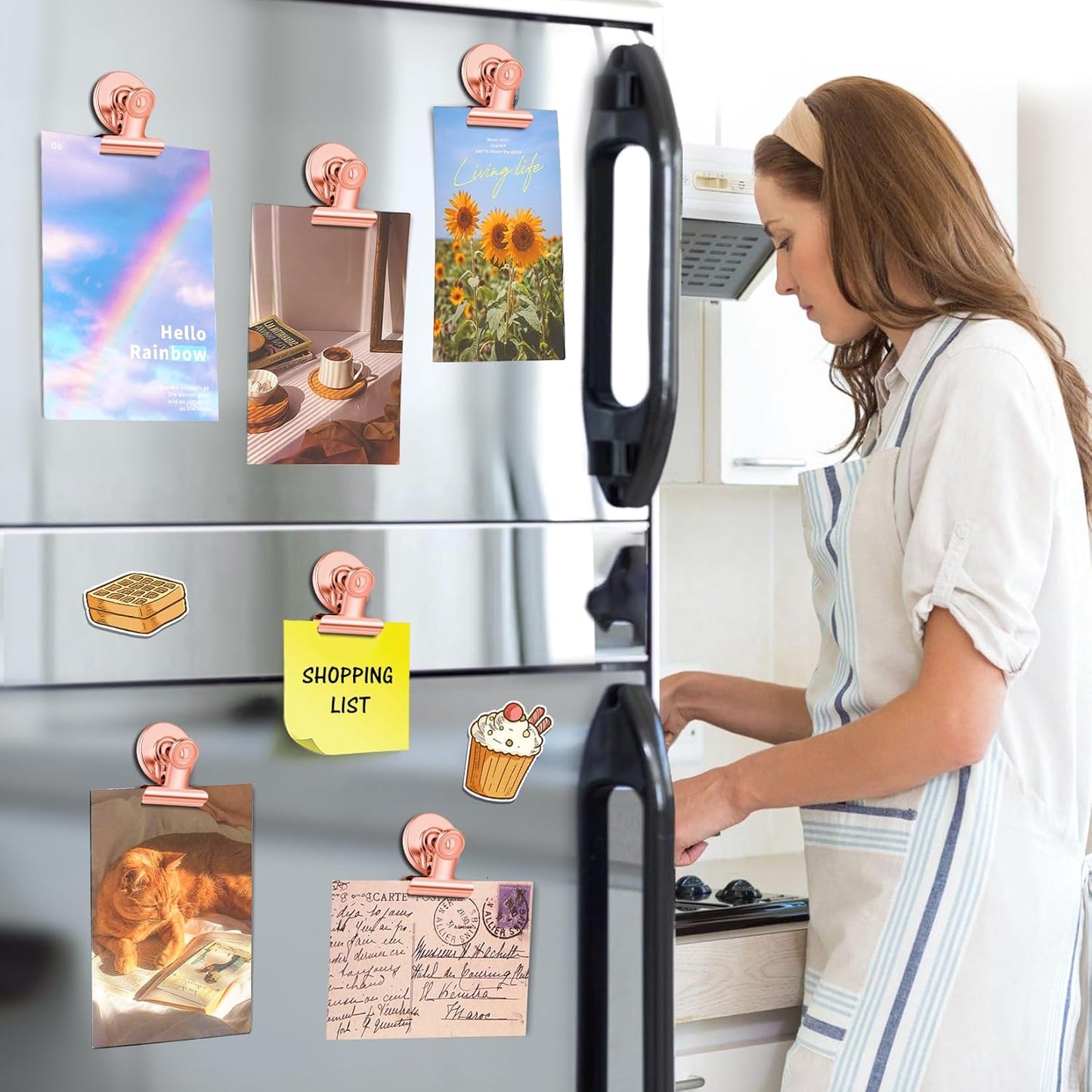 20 Pack Refrigerator Magnets Fridge Magnets, Rose Gold Magnetic Clips Whiteboard Magnets, Magnet Clips Heavy Duty for Photo Displays, Home, Office, Classroom