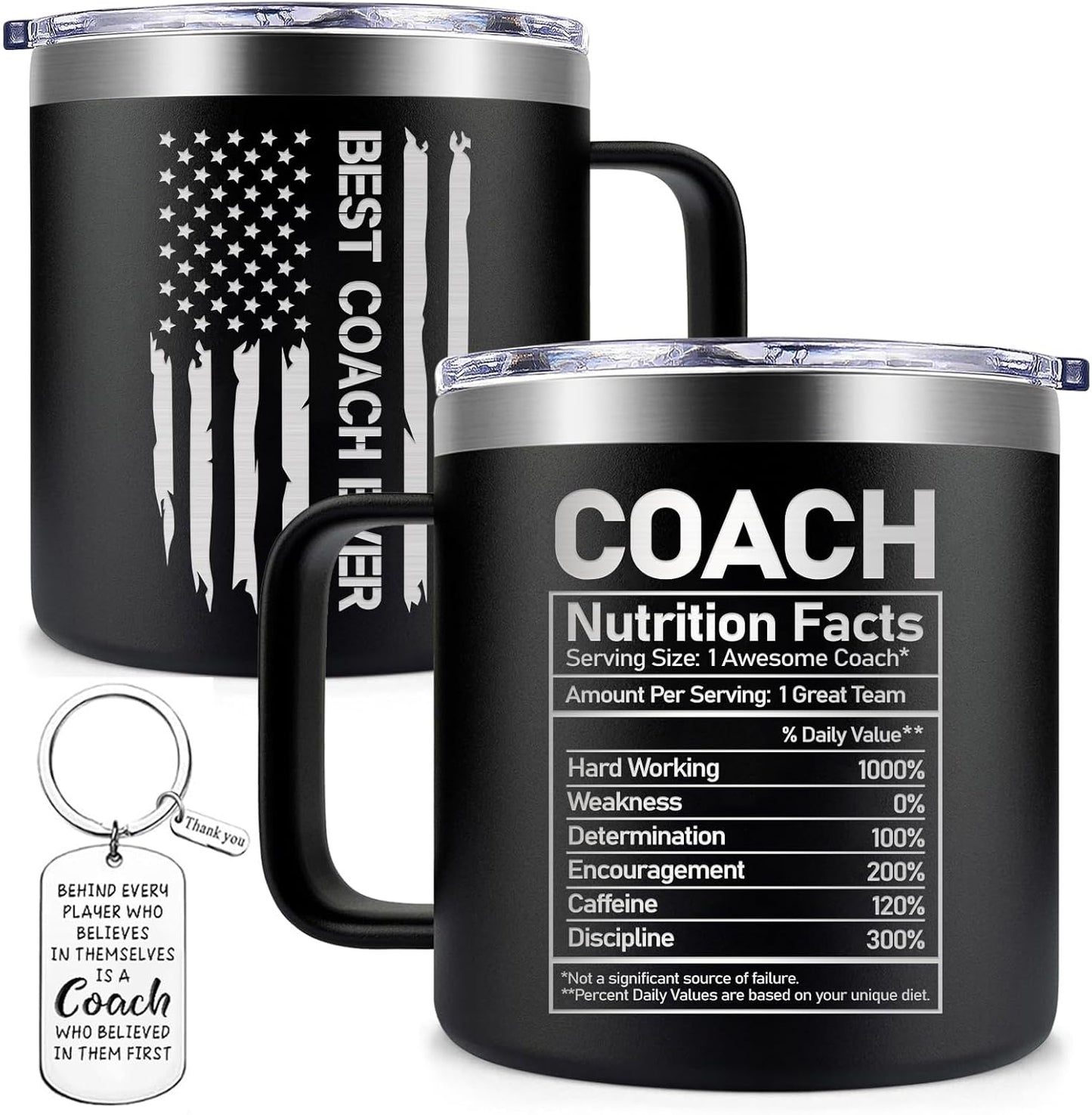 Fufendio Coach Gifts for Men - Best Coach Ever Mug 14oz - Football, Basketball, Baseball Coaches Appreciation Gifts - Christmas Gift for Soccer, Volleyball, Softball