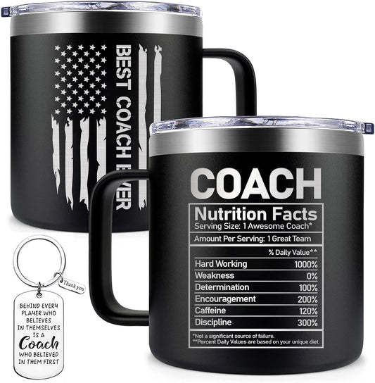 Fufendio Coach Gifts for Men - Best Coach Ever Mug 14oz - Football, Basketball, Baseball Coaches Appreciation Gifts - Christmas Gift for Soccer, Volleyball, Softball