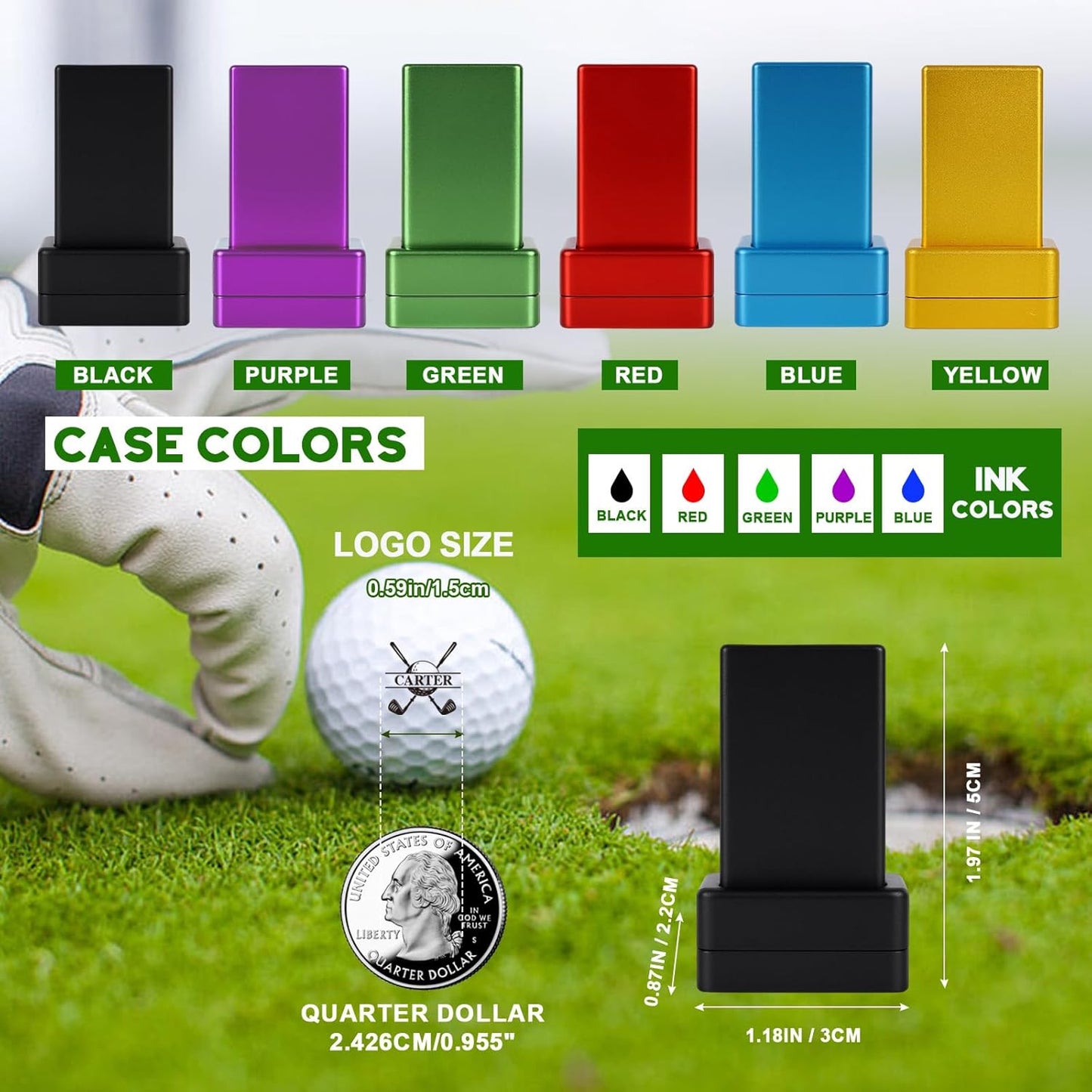Custom Golf Ball Stamp - Self-Inking Personalized Golf Ball Marker, Make Your Unique Logo on Golf Balls, Waterproof Name Stamper, Men Father Golfers Golf Gifts Golf Accessories