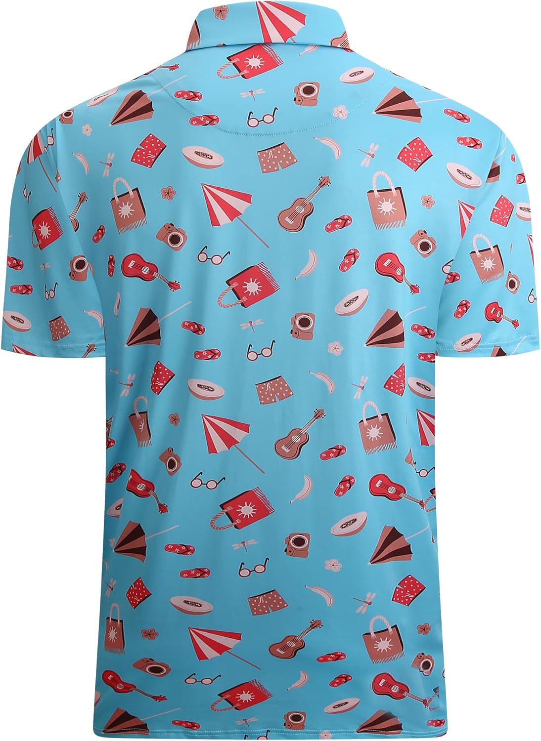 Alex Vando Mens Hawaiian Golf Shirt Moisture Wicking Digital Print Golf Shirts for Men