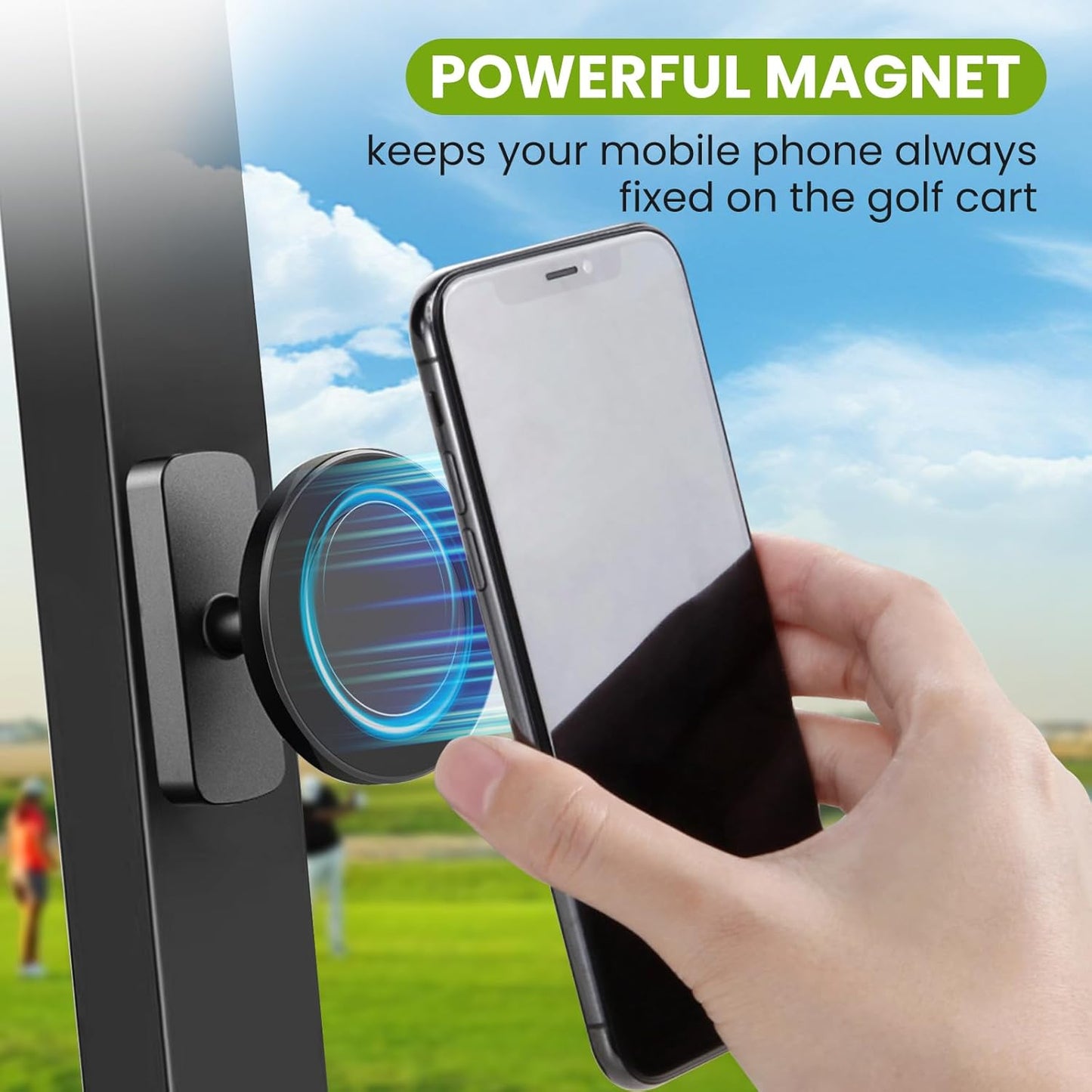 Golf Cart Phone Holder Magnetic Phone Mount Compatible with MagSafe Ultra Strength Magnet Golf Cart Accessories Gift for Friend